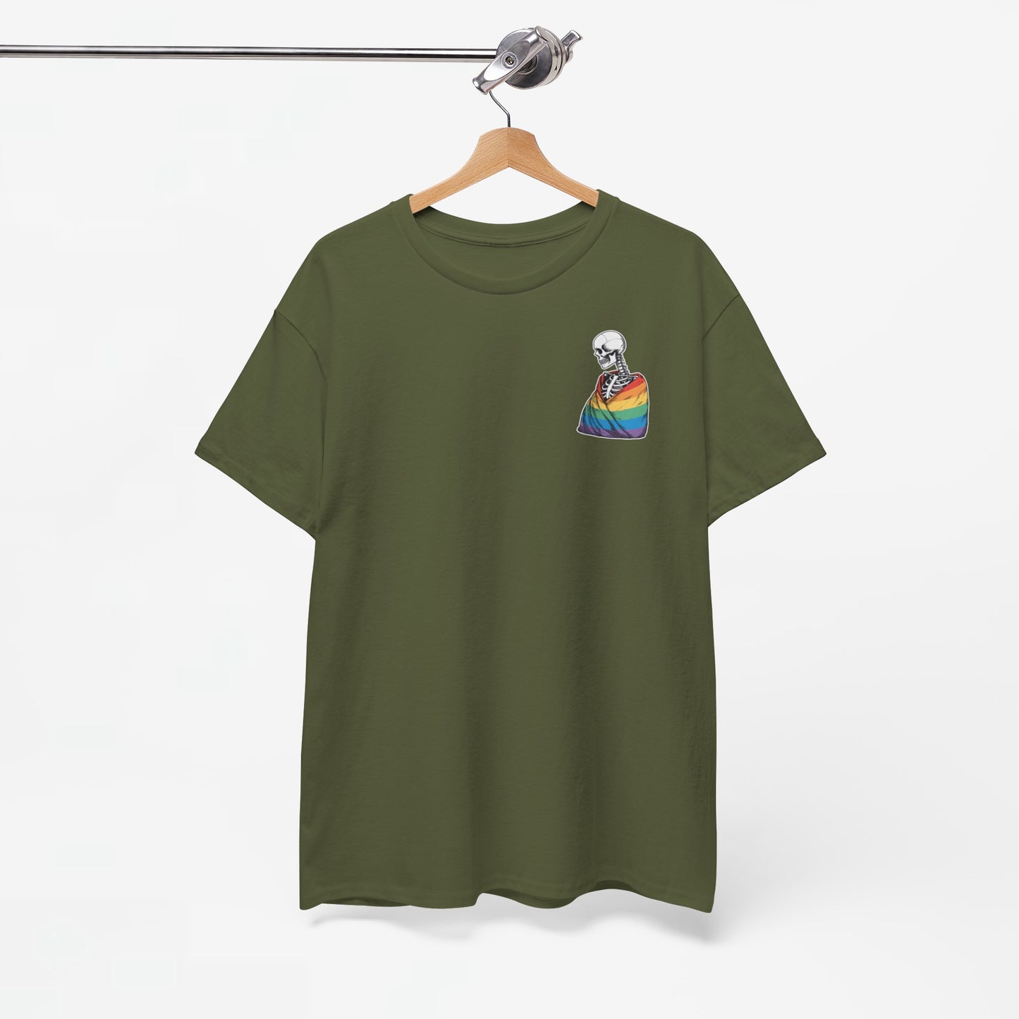 Gay Pride T-shirt - Skelet Regenboog Pride Vlag - Back Print - Oversized #76