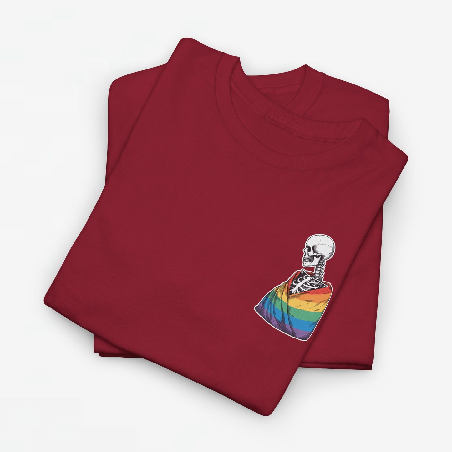 Gay Pride T-shirt - Skelet Regenboog Pride Vlag - Back Print - Oversized #76