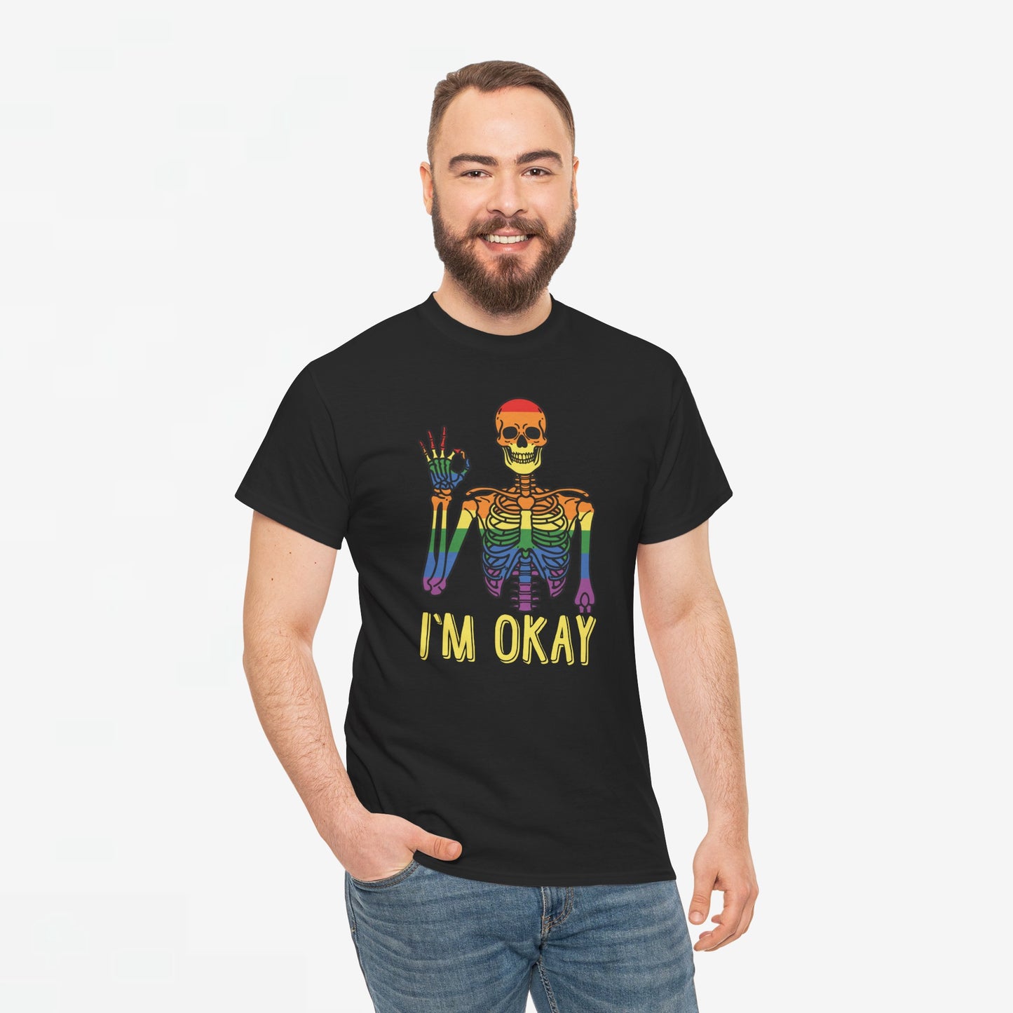 Gay Pride T-shirt - Skelet I'm Okay - Oversized #69