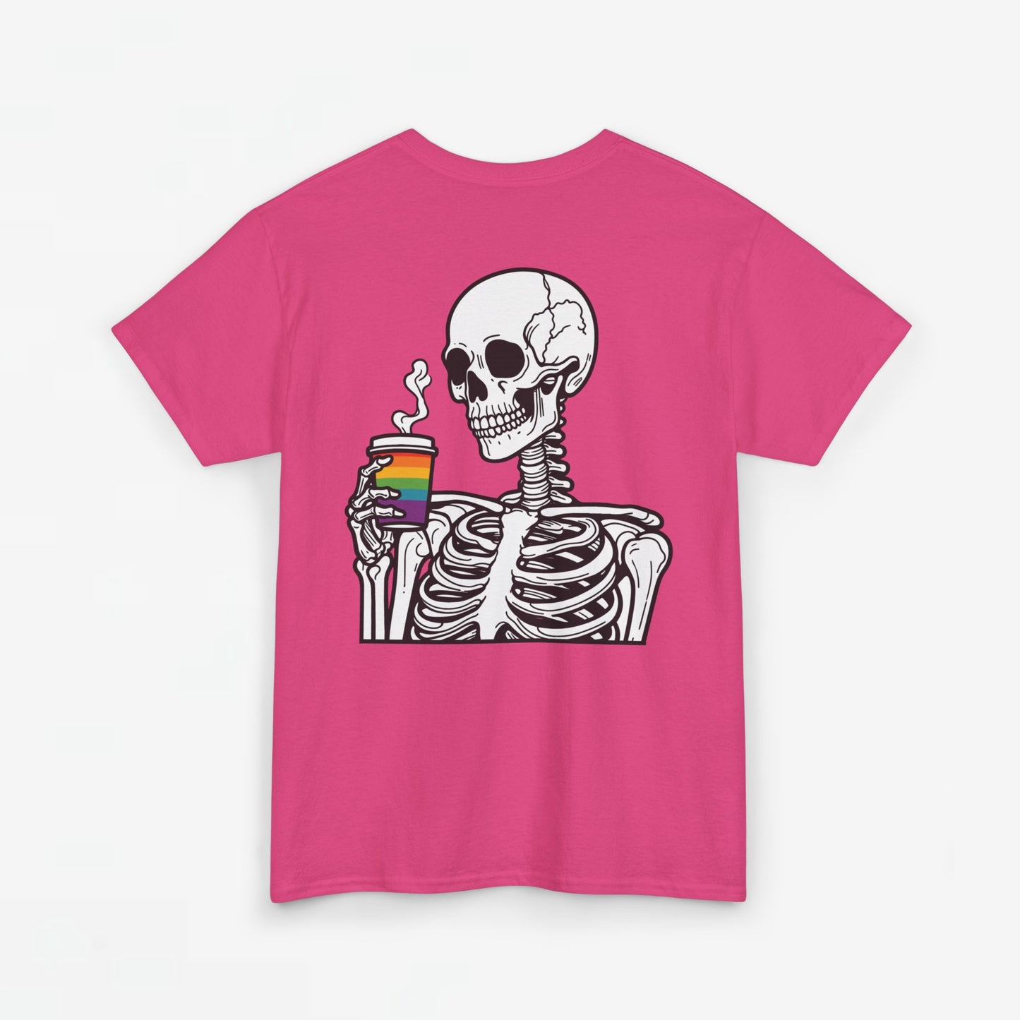 Gay Pride T-shirt - Skelet Regenboog Koffie - Oversized #73