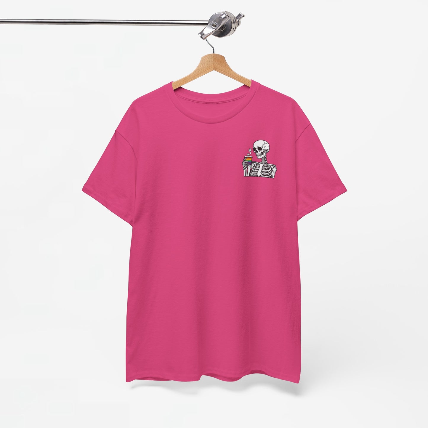 Gay Pride T-shirt - Skelet Regenboog Koffie - Oversized #73