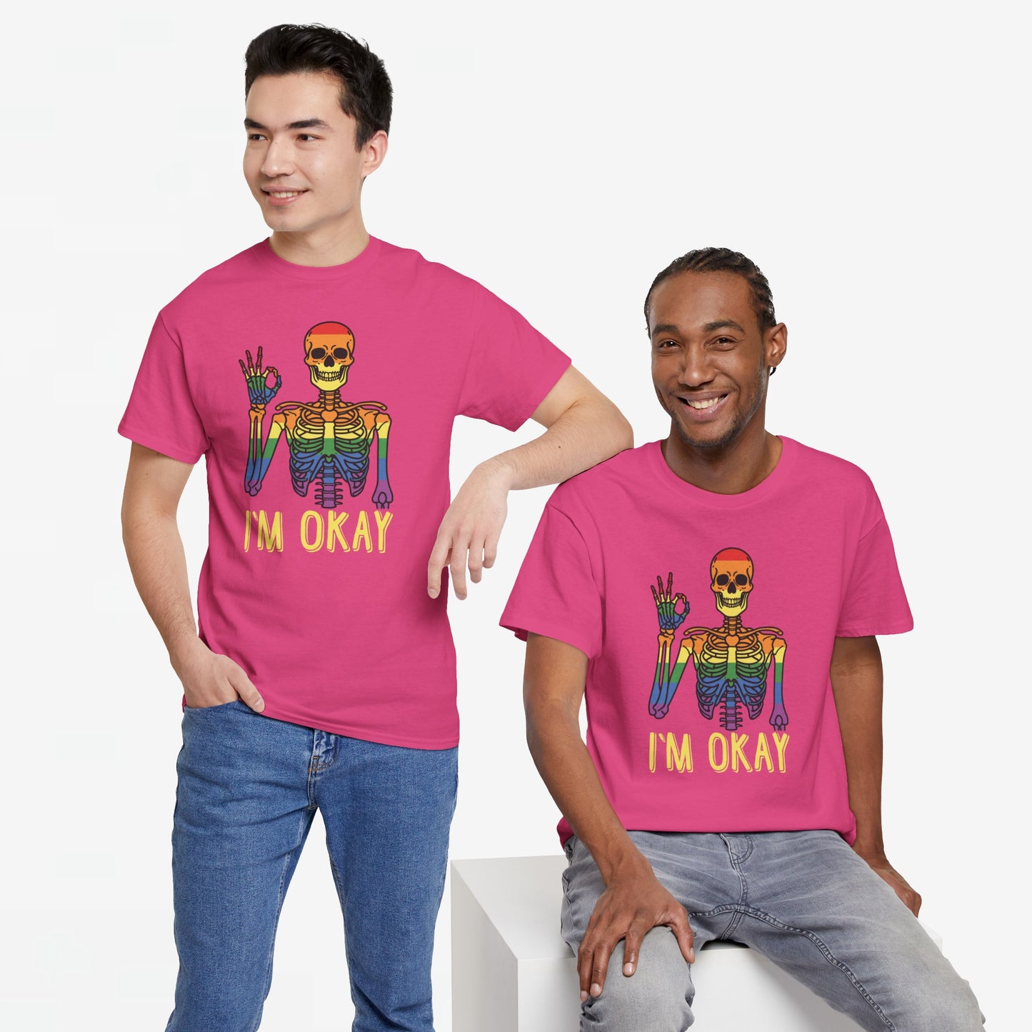 Gay Pride T-shirt - Skelet I'm Okay - Oversized #69