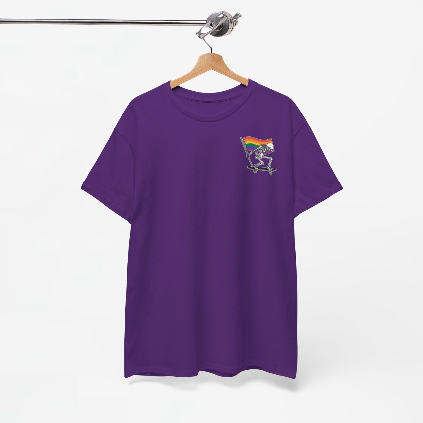 Gay Pride T-shirt - Skelet Pride Regenboog Flag - Back Print - Oversized #71