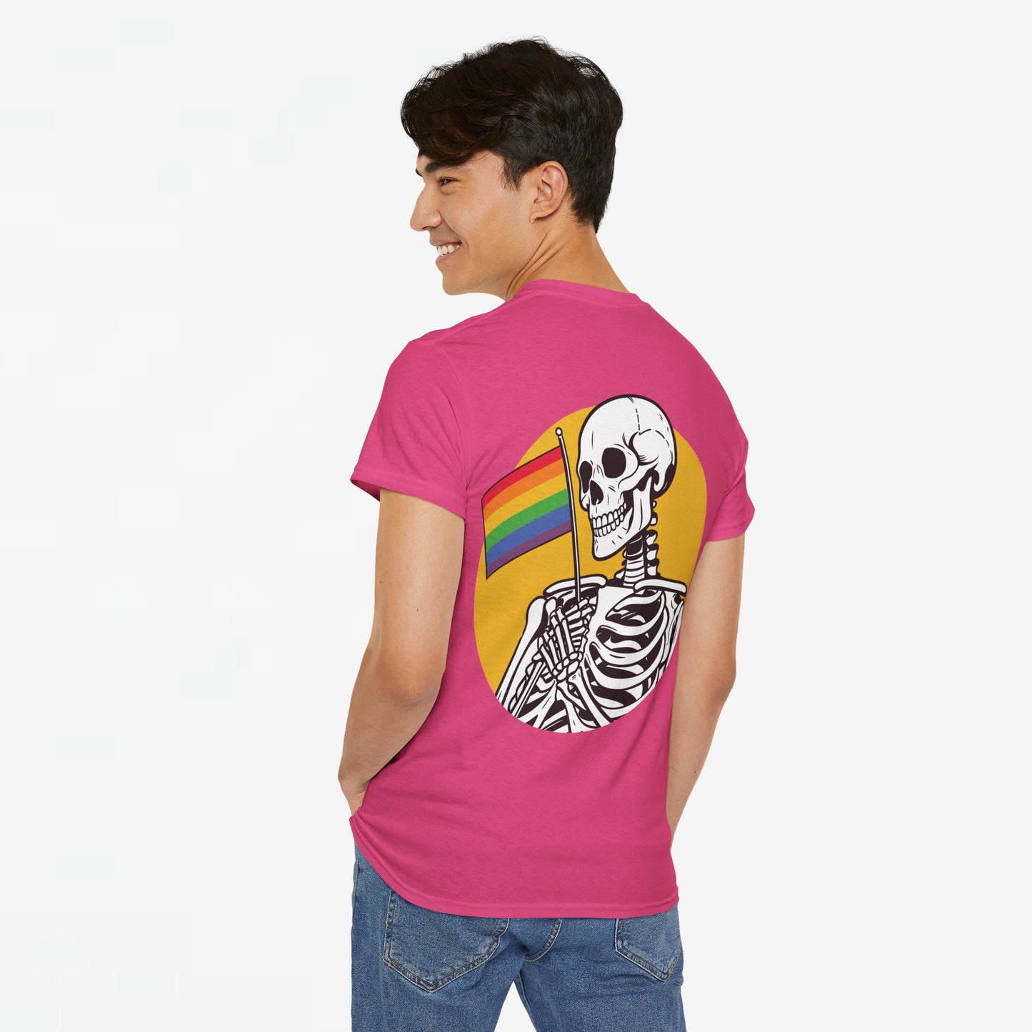Gay Pride T-shirt - Skelet Pride Vlag - Back Print - Oversized #68