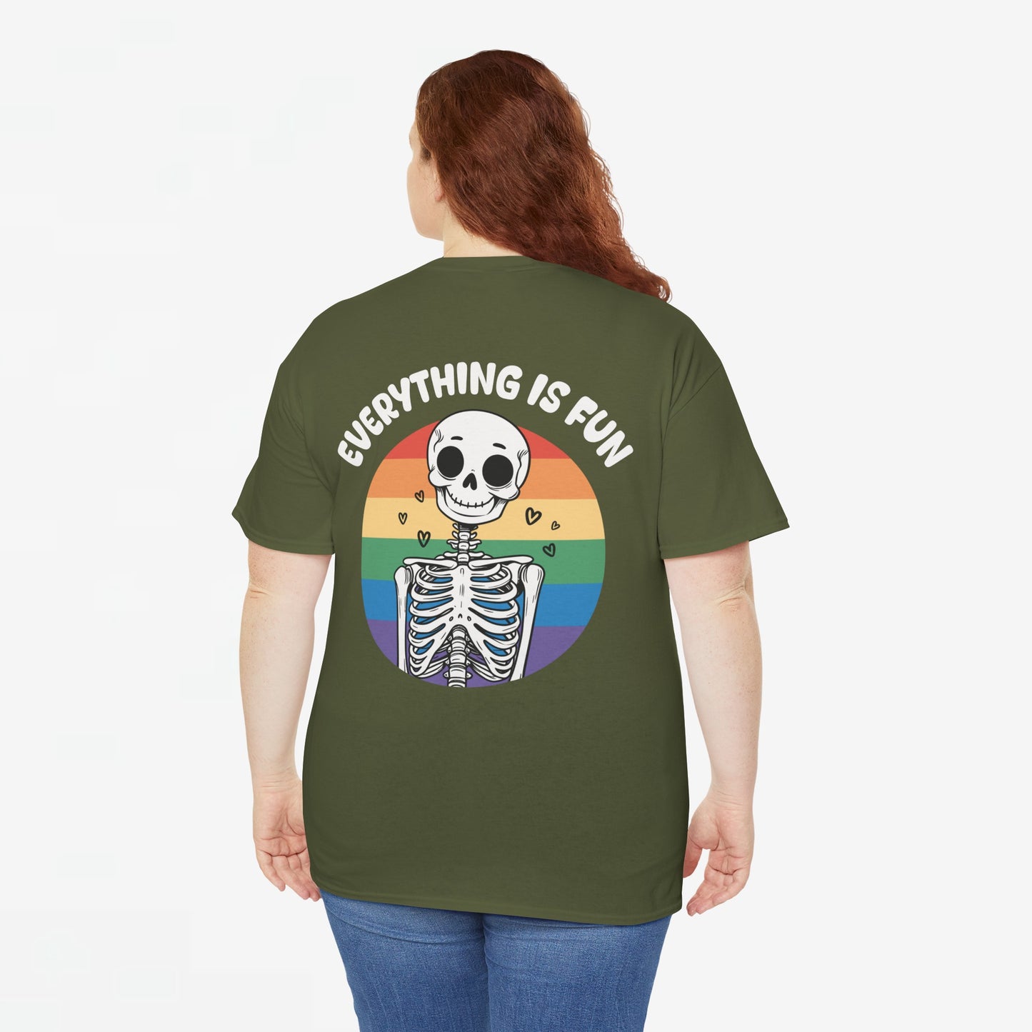 Gay Pride T-shirt - Skelet Everything is Fun - Back Print - Oversized #66