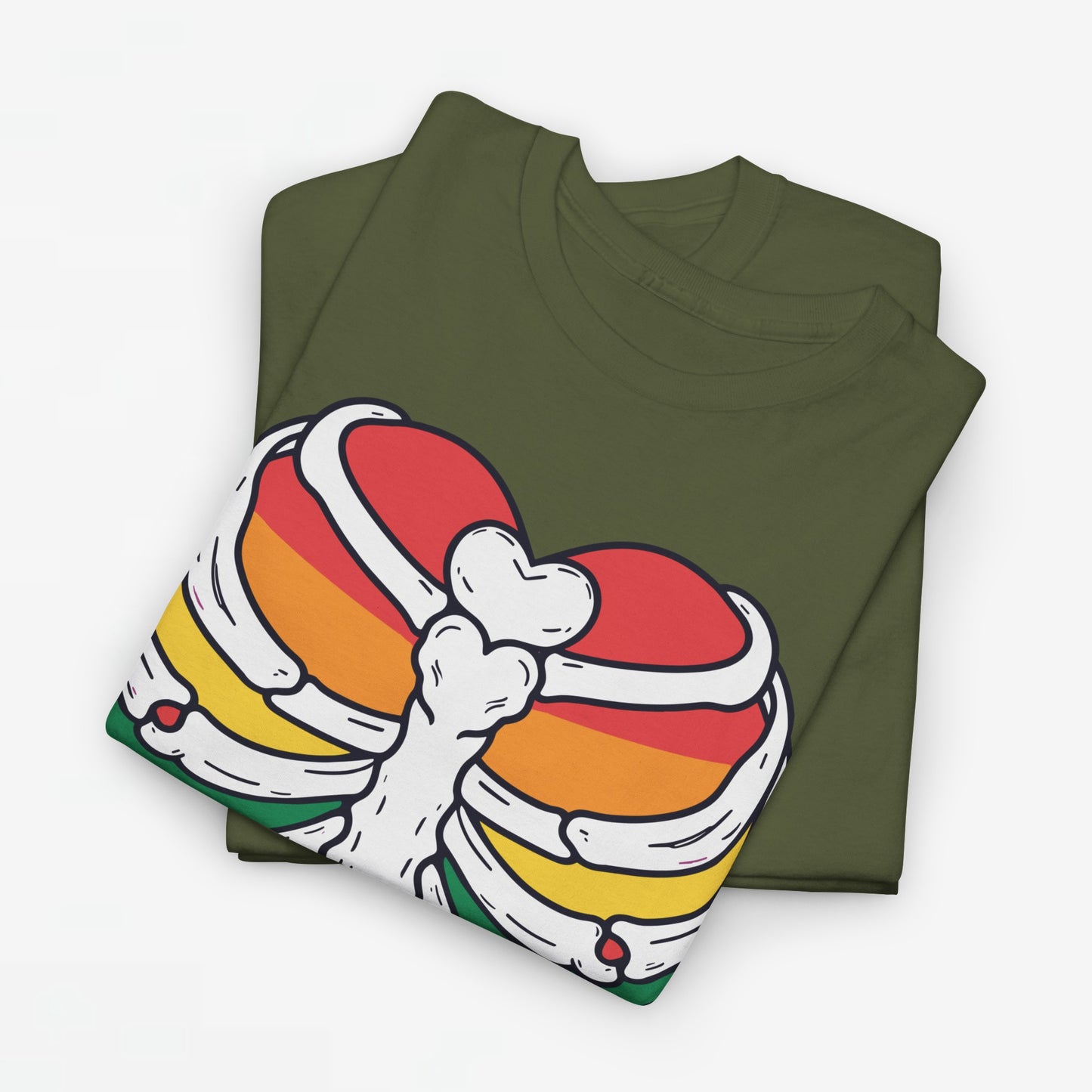 Gay Pride T-shirt - Skelet Regenbooghart - Oversized #67