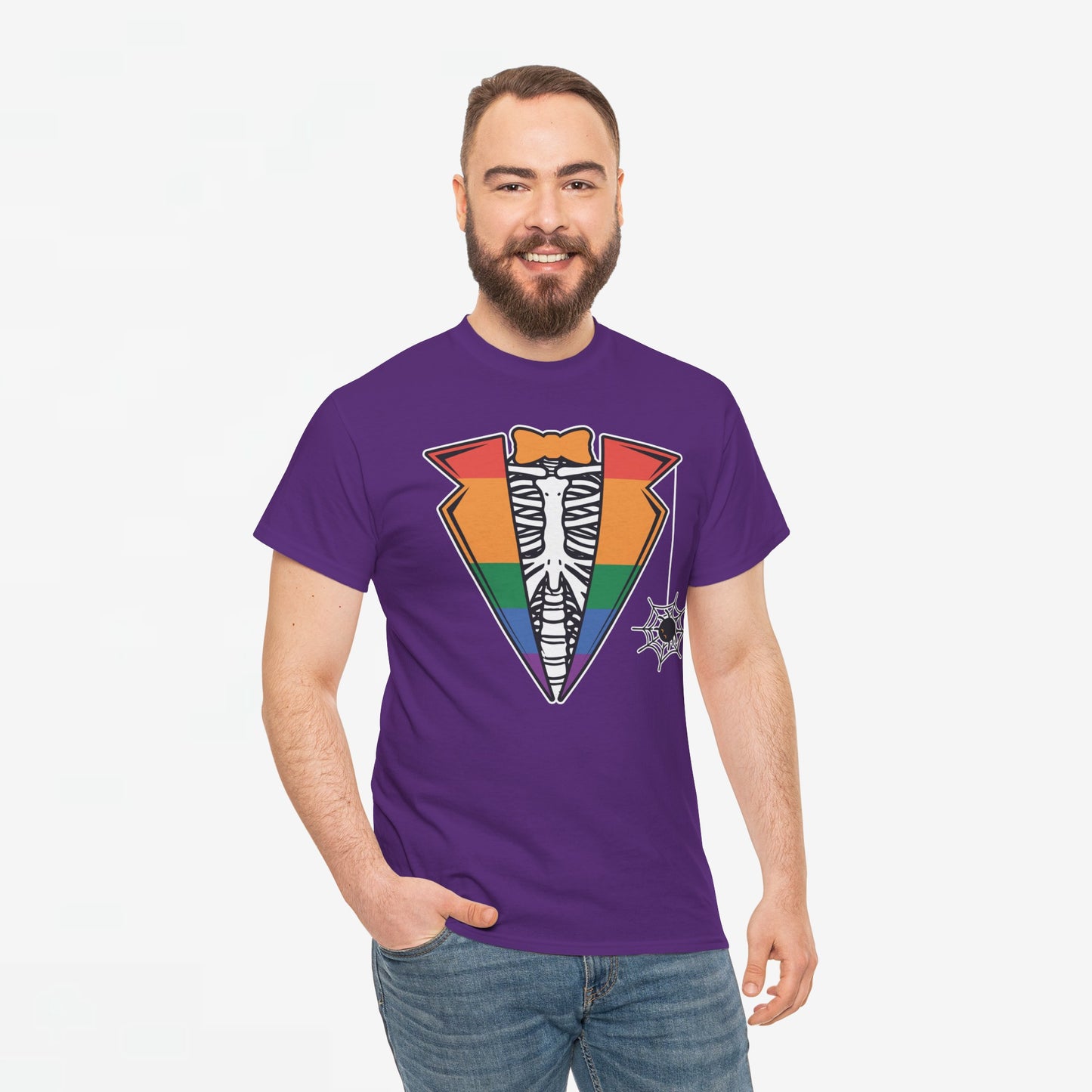 Gay Pride T-shirt - Skelet Regenboog Suit - Oversized #72