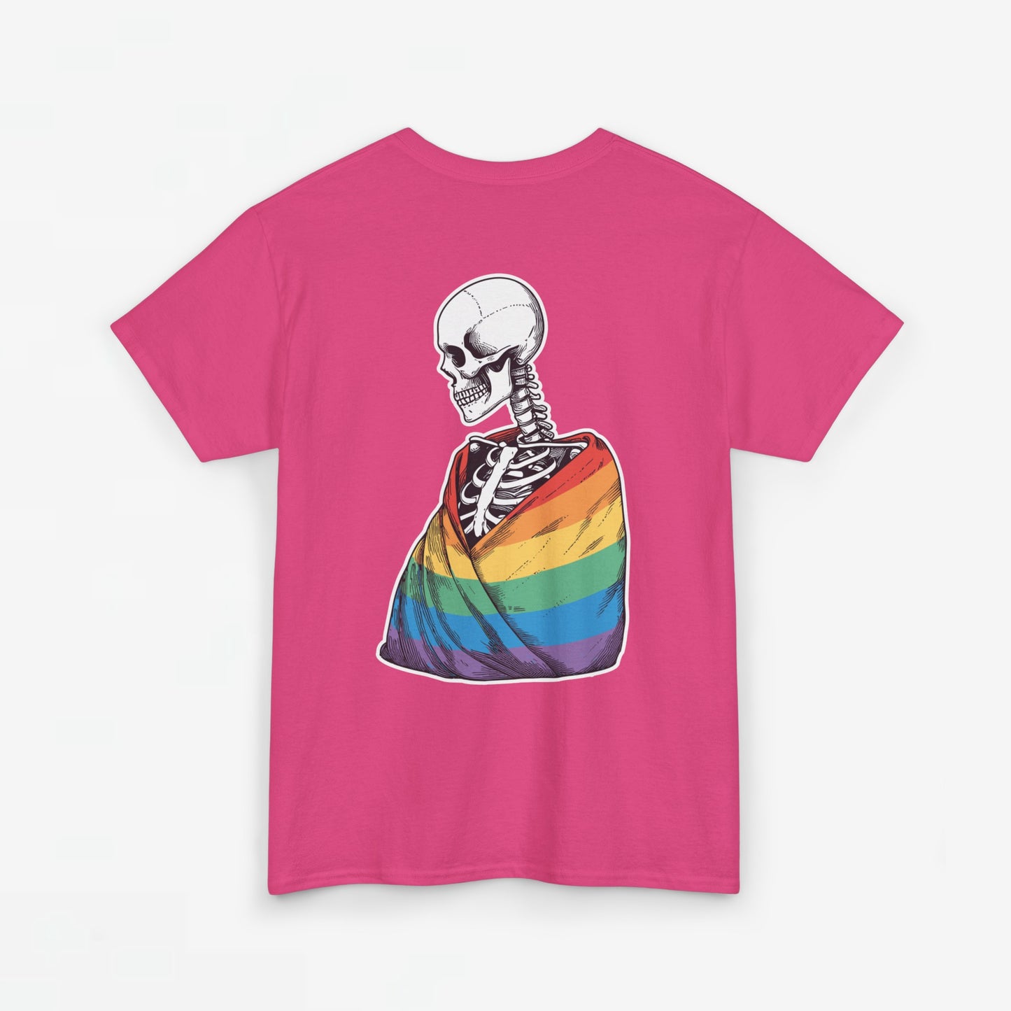 Gay Pride T-shirt - Skelet Regenboog Pride Vlag - Back Print - Oversized #76