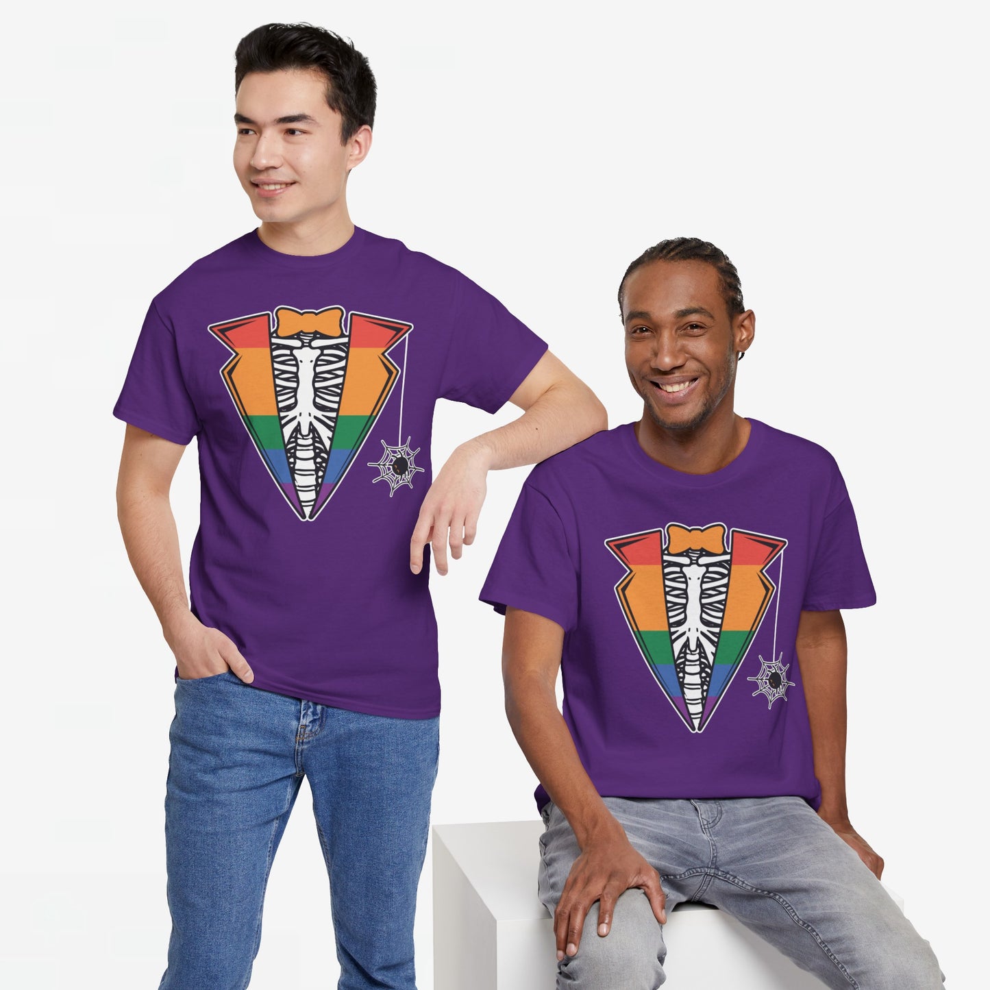 Gay Pride T-shirt - Skelet Regenboog Suit - Oversized #72