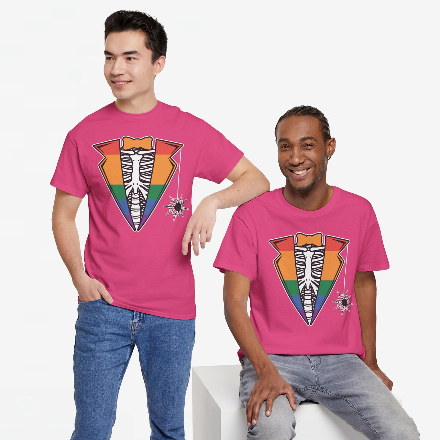 Gay Pride T-shirt - Skelet Regenboog Suit - Oversized #72