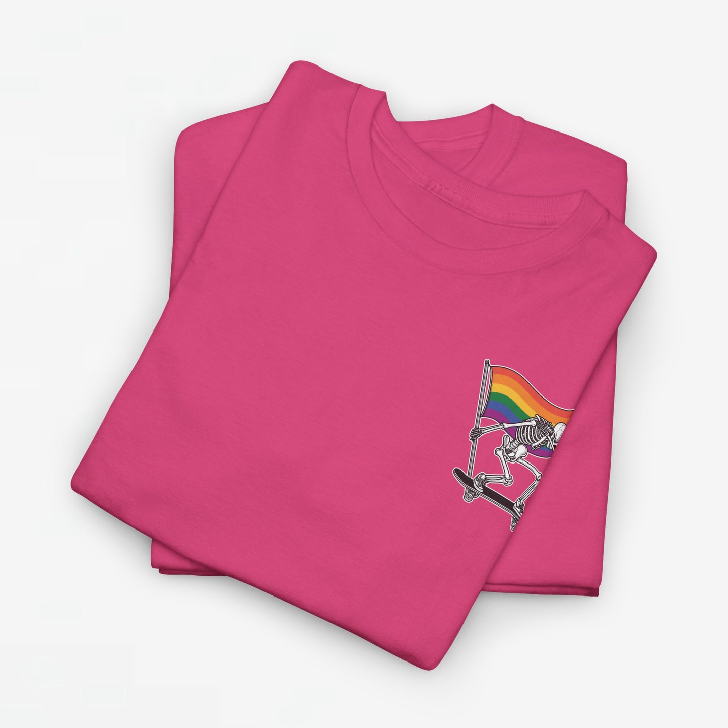 Gay Pride T-shirt - Skelet Pride Regenboog Flag - Back Print - Oversized #71