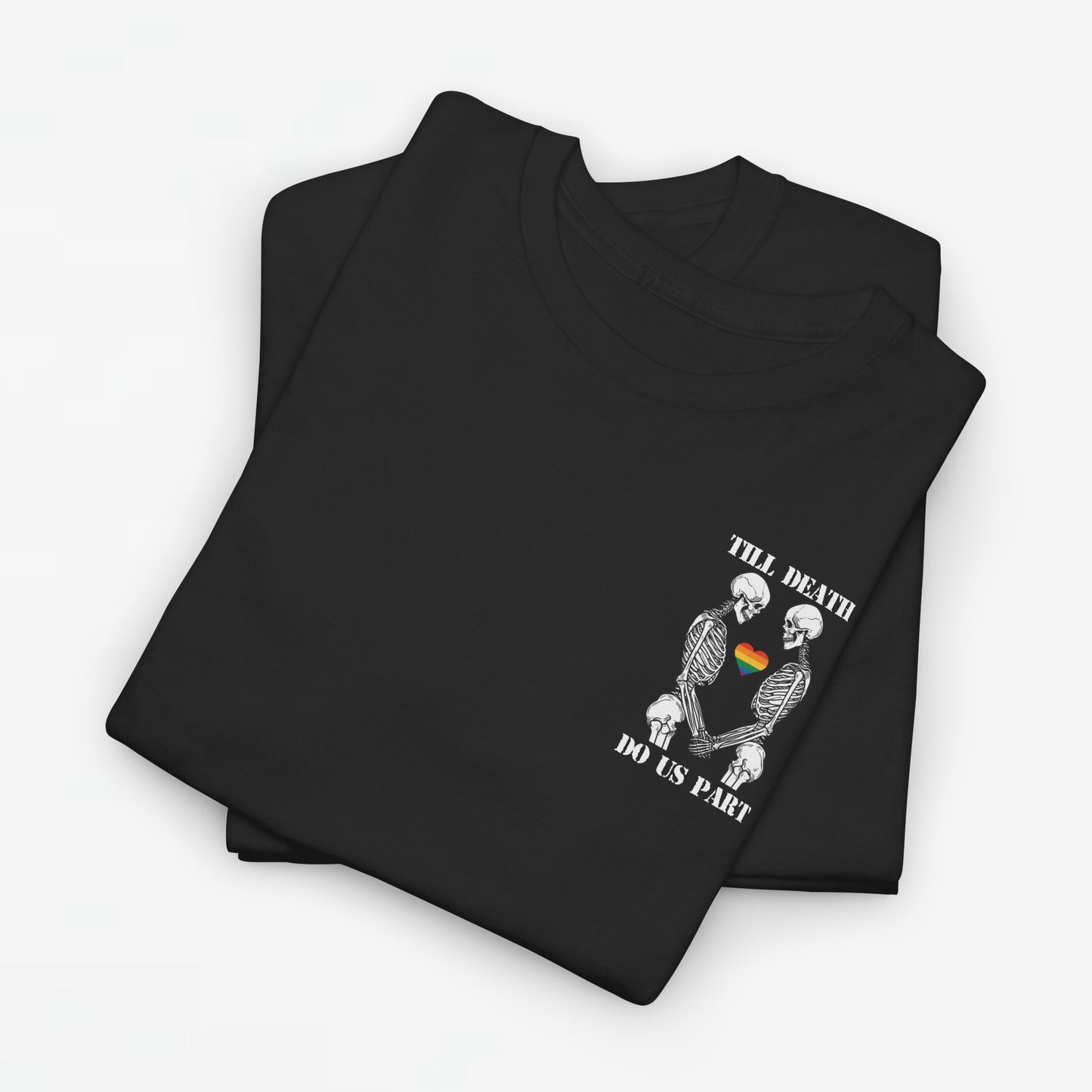 Gay Pride T-shirt - Skelet Echtpaar Till Death Do Us Part - Back Print - Oversized #74