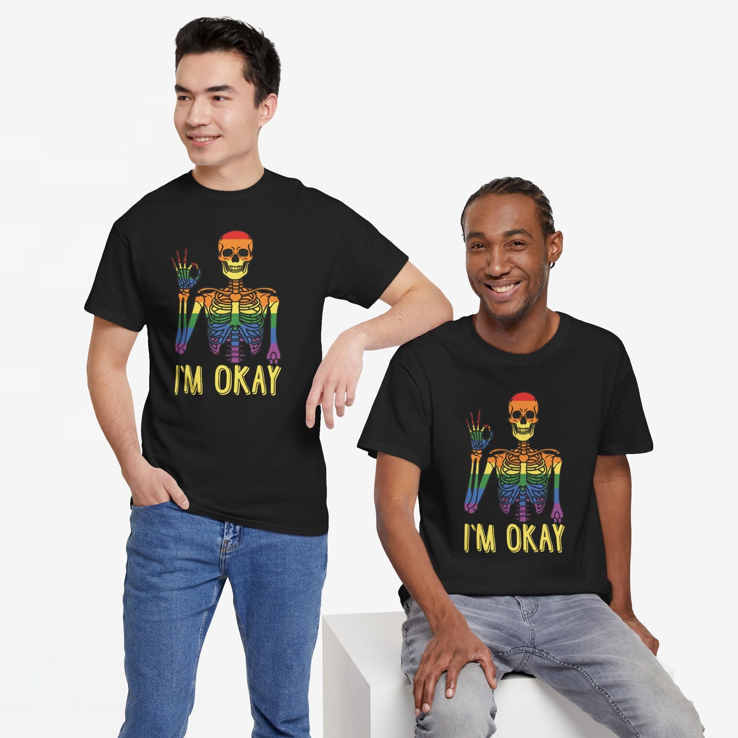 Gay Pride T-shirt - Skelet I'm Okay - Oversized #69