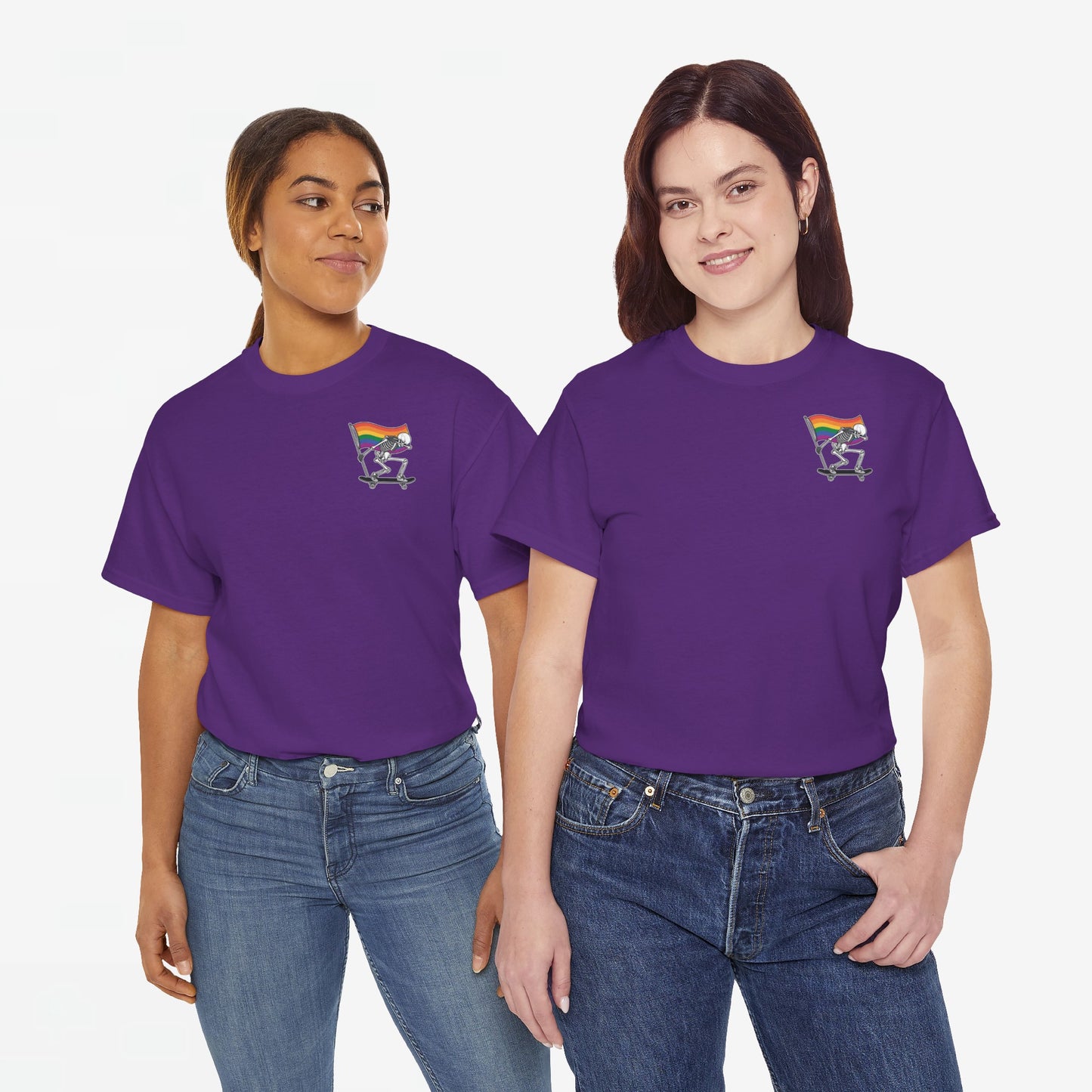 Gay Pride T-shirt - Skelet Pride Regenboog Flag - Back Print - Oversized #71