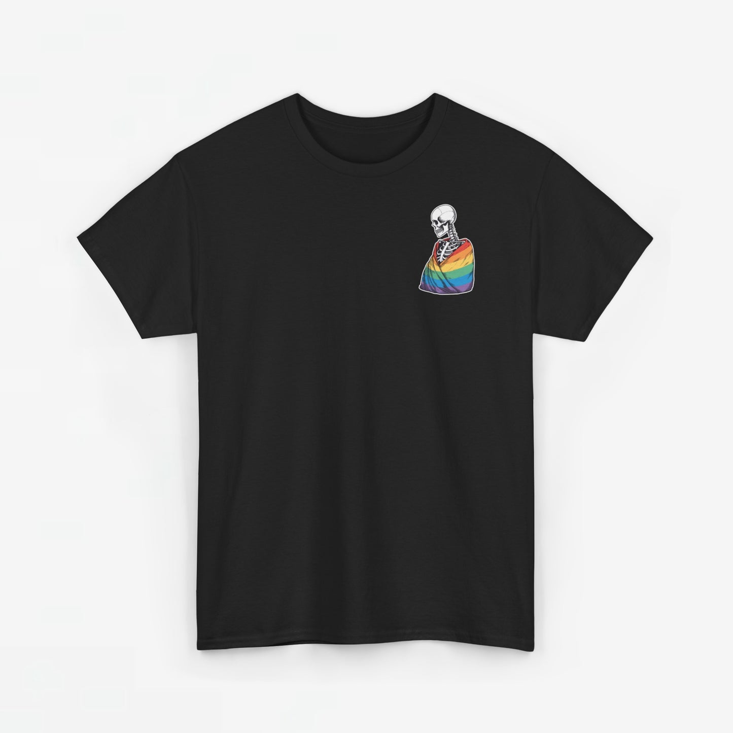 Gay Pride T-shirt - Skelet Regenboog Pride Vlag - Back Print - Oversized #76