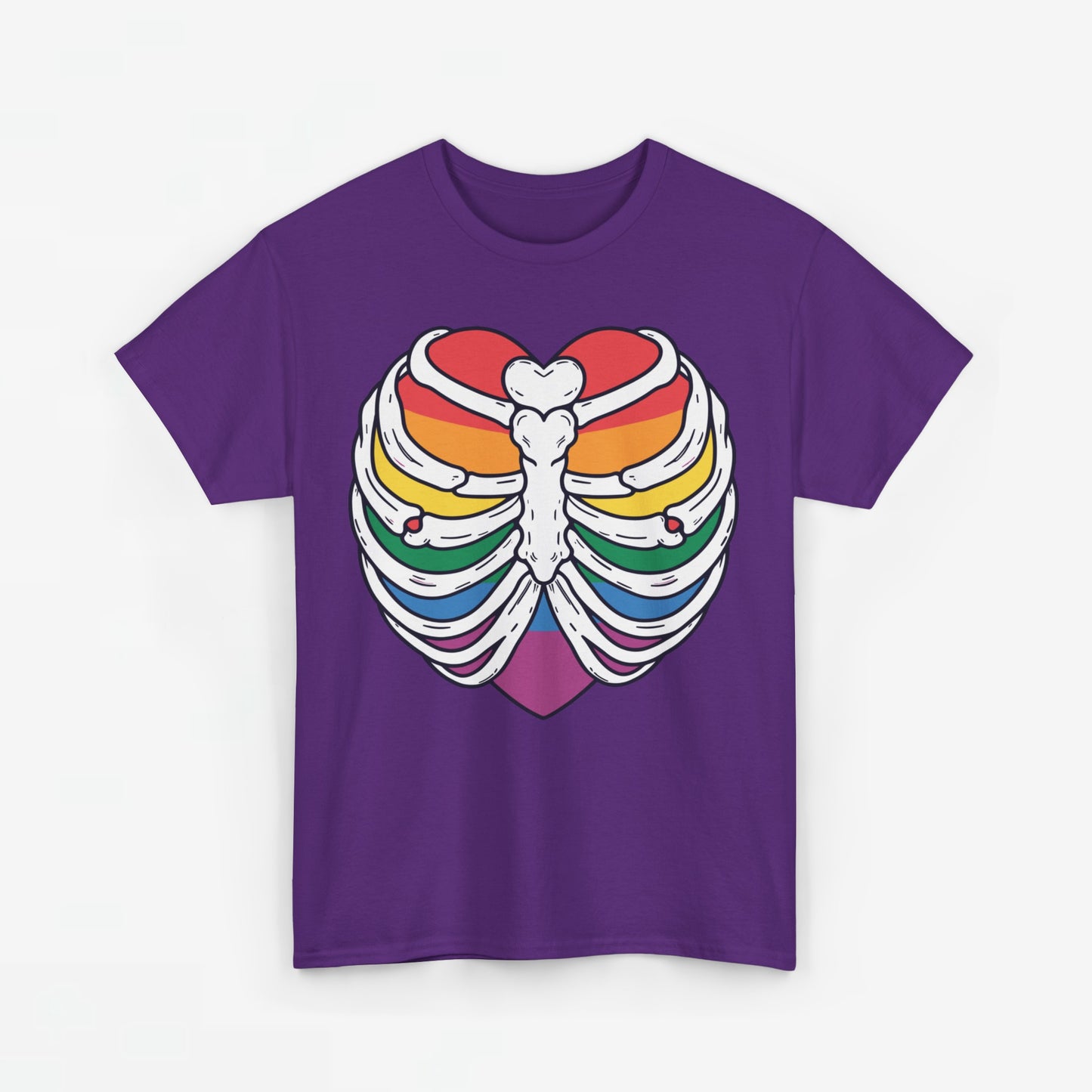 Gay Pride T-shirt - Skelet Regenbooghart - Oversized #67