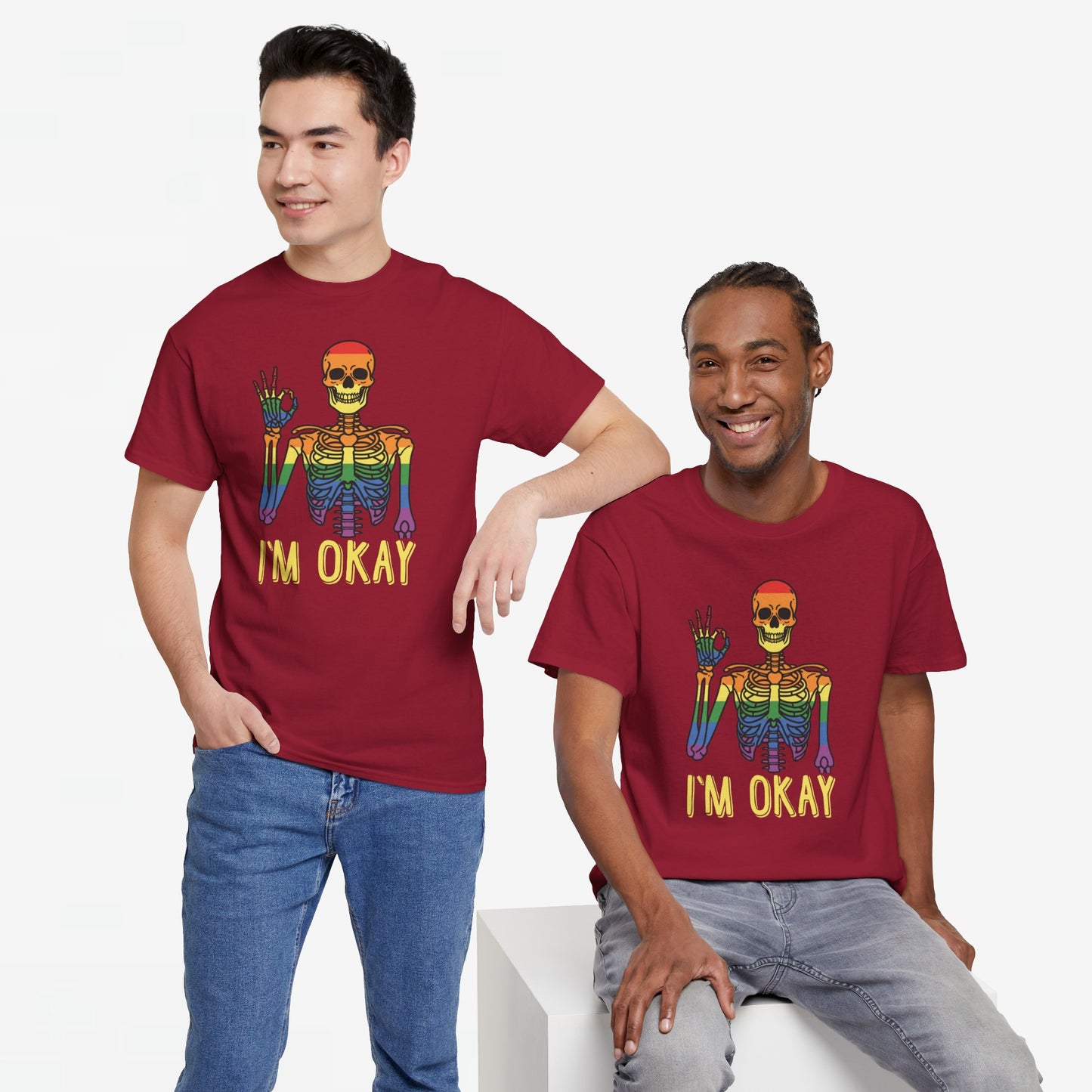 Gay Pride T-shirt - Skelet I'm Okay - Oversized #69