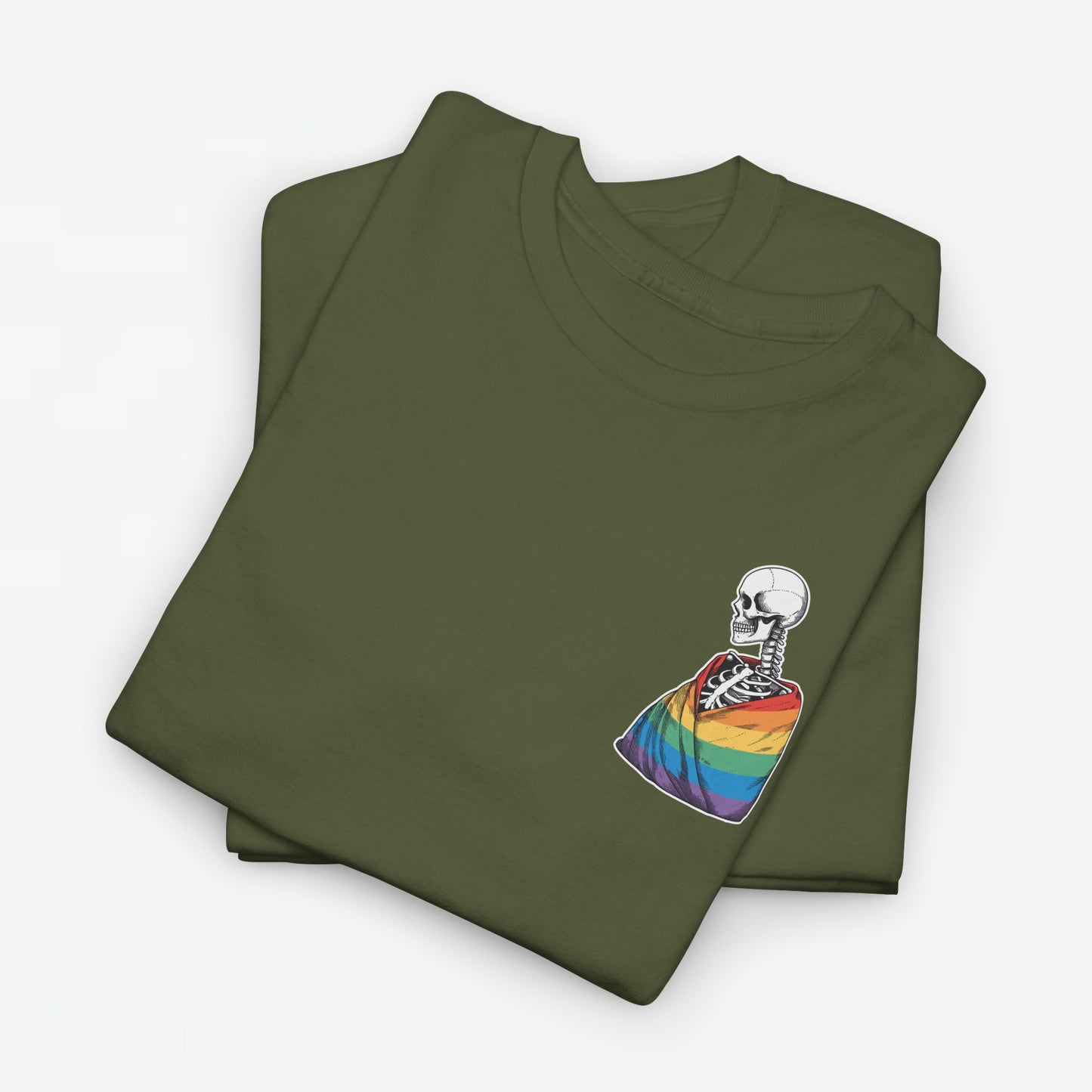 Gay Pride T-shirt - Skelet Regenboog Pride Vlag - Back Print - Oversized #76