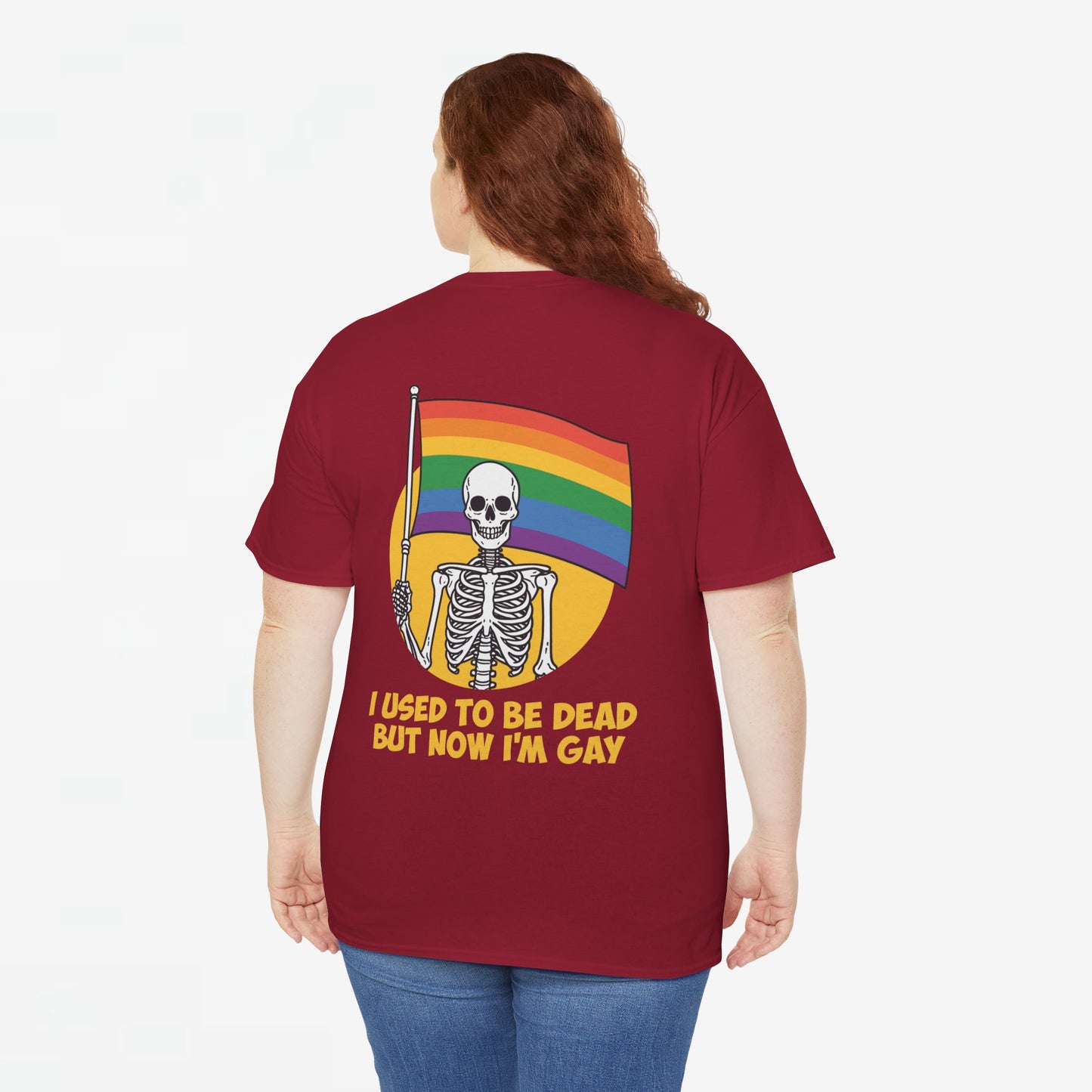 Gay Pride T-shirt - Skelet I used to be dead but now I'm Gay - Back Print - Oversized #78