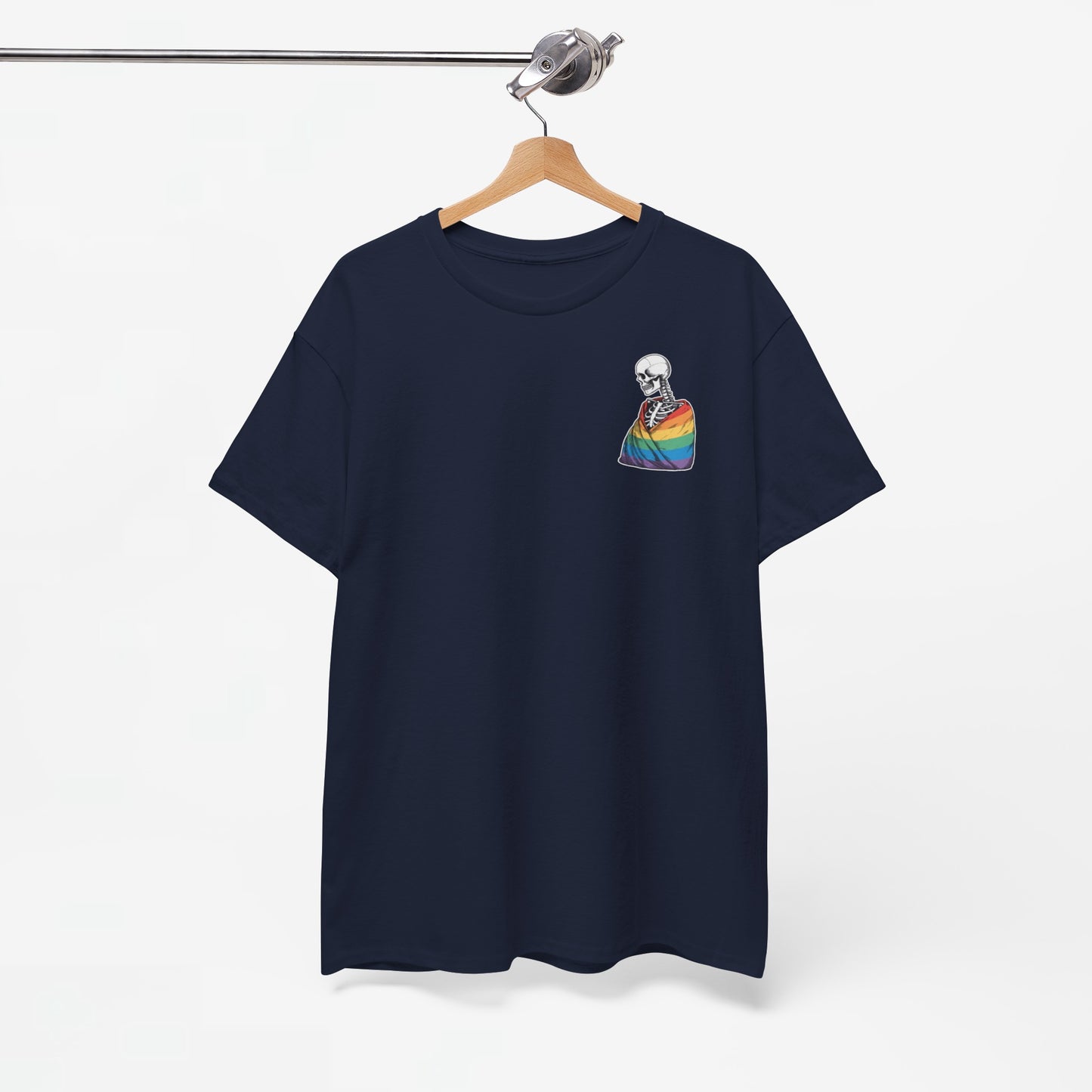Gay Pride T-shirt - Skelet Regenboog Pride Vlag - Back Print - Oversized #76