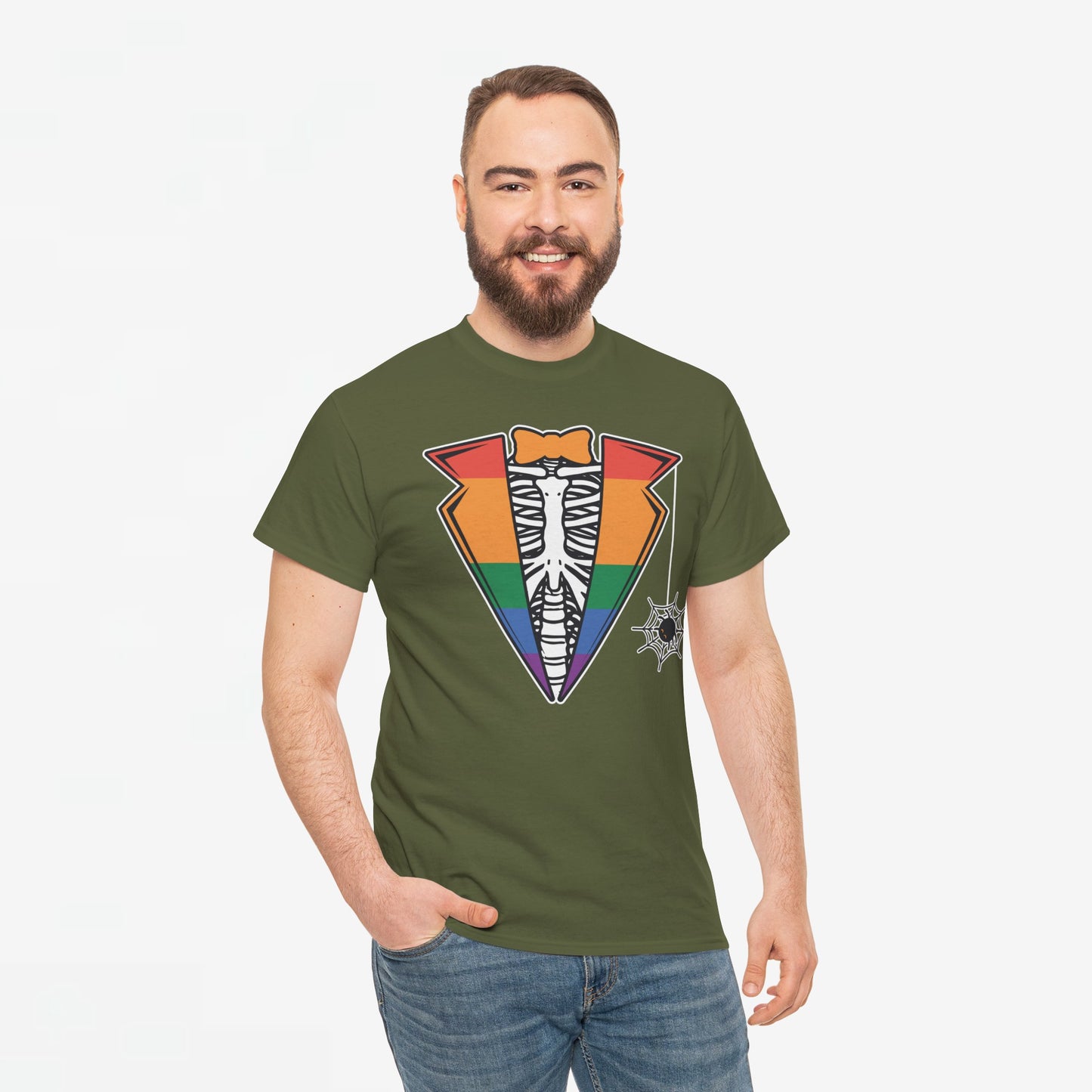 Gay Pride T-shirt - Skelet Regenboog Suit - Oversized #72