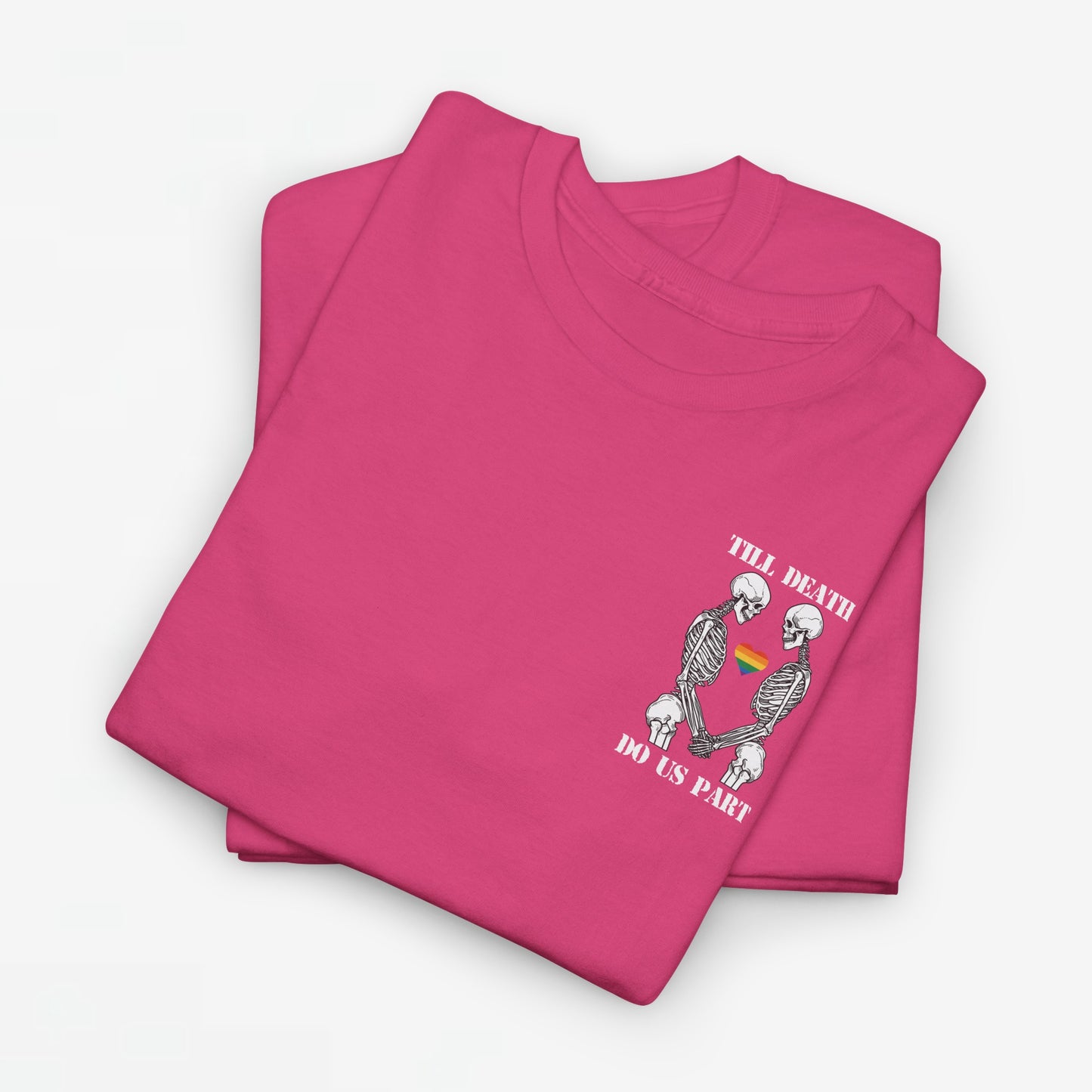 Gay Pride T-shirt - Skelet Echtpaar Till Death Do Us Part - Back Print - Oversized #74