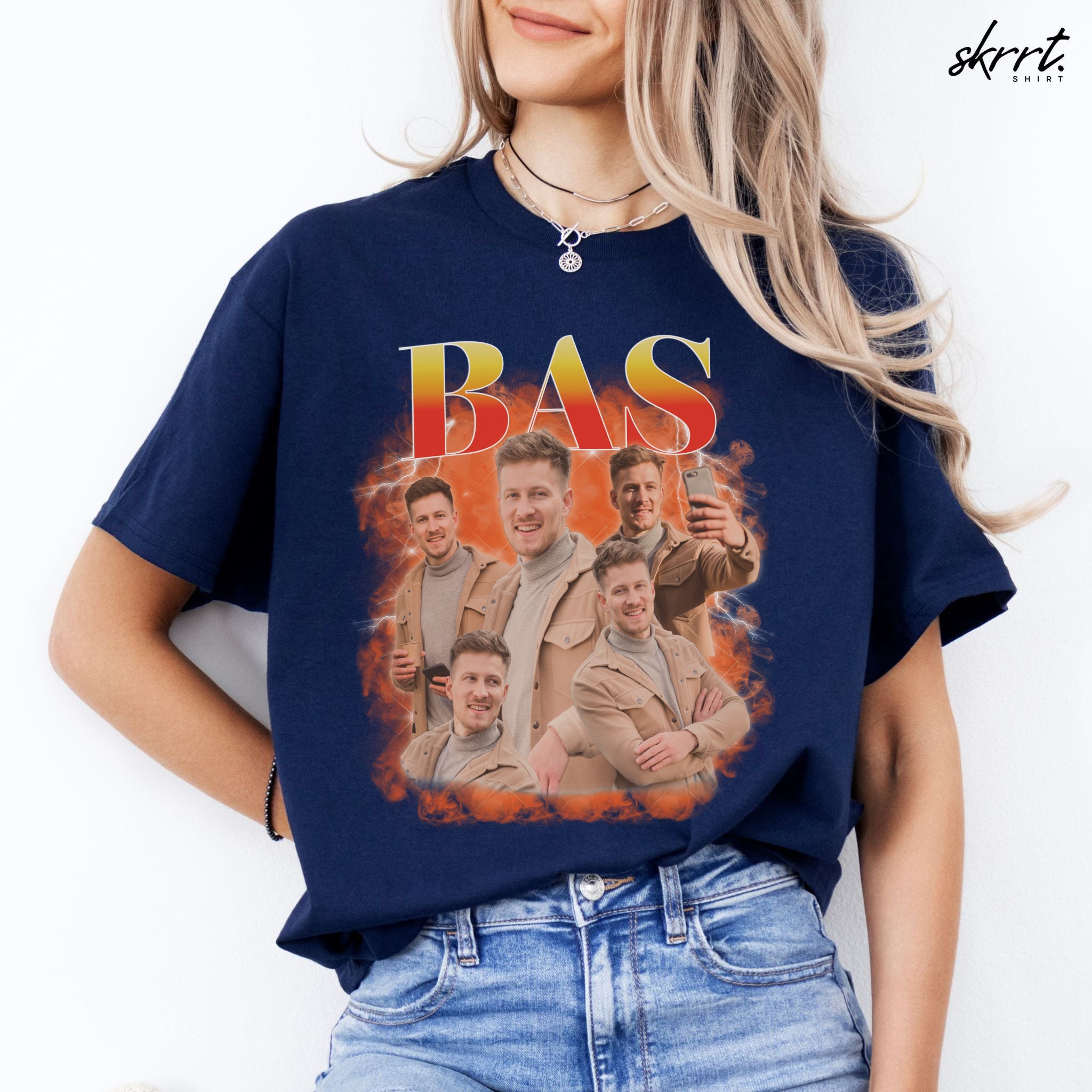 Gepersonaliseerde Cadeau - Vriend/ Man Foto T-shirt - Grappige 90s Bootleg Shirt