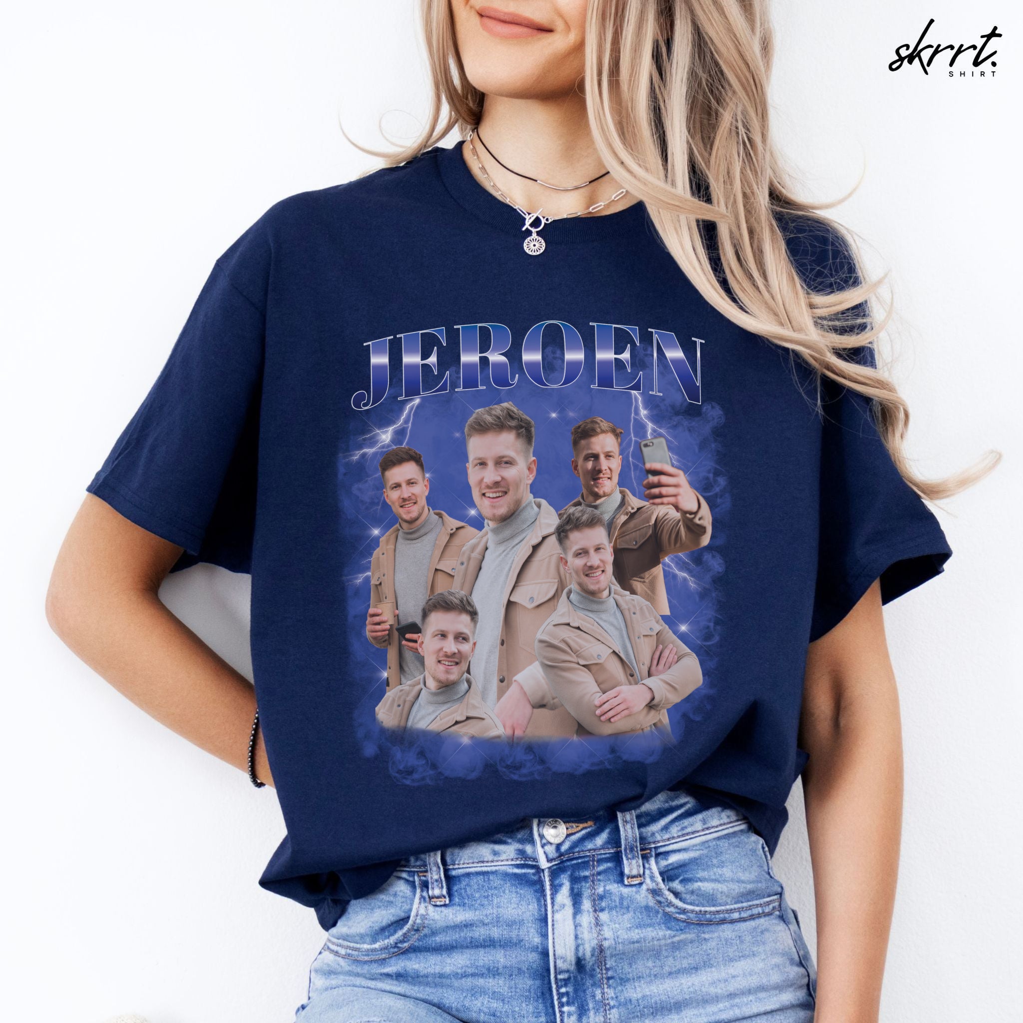 Gepersonaliseerde Cadeau - Vriend/ Man Foto T-shirt - Grappige 90s Bootleg Shirt