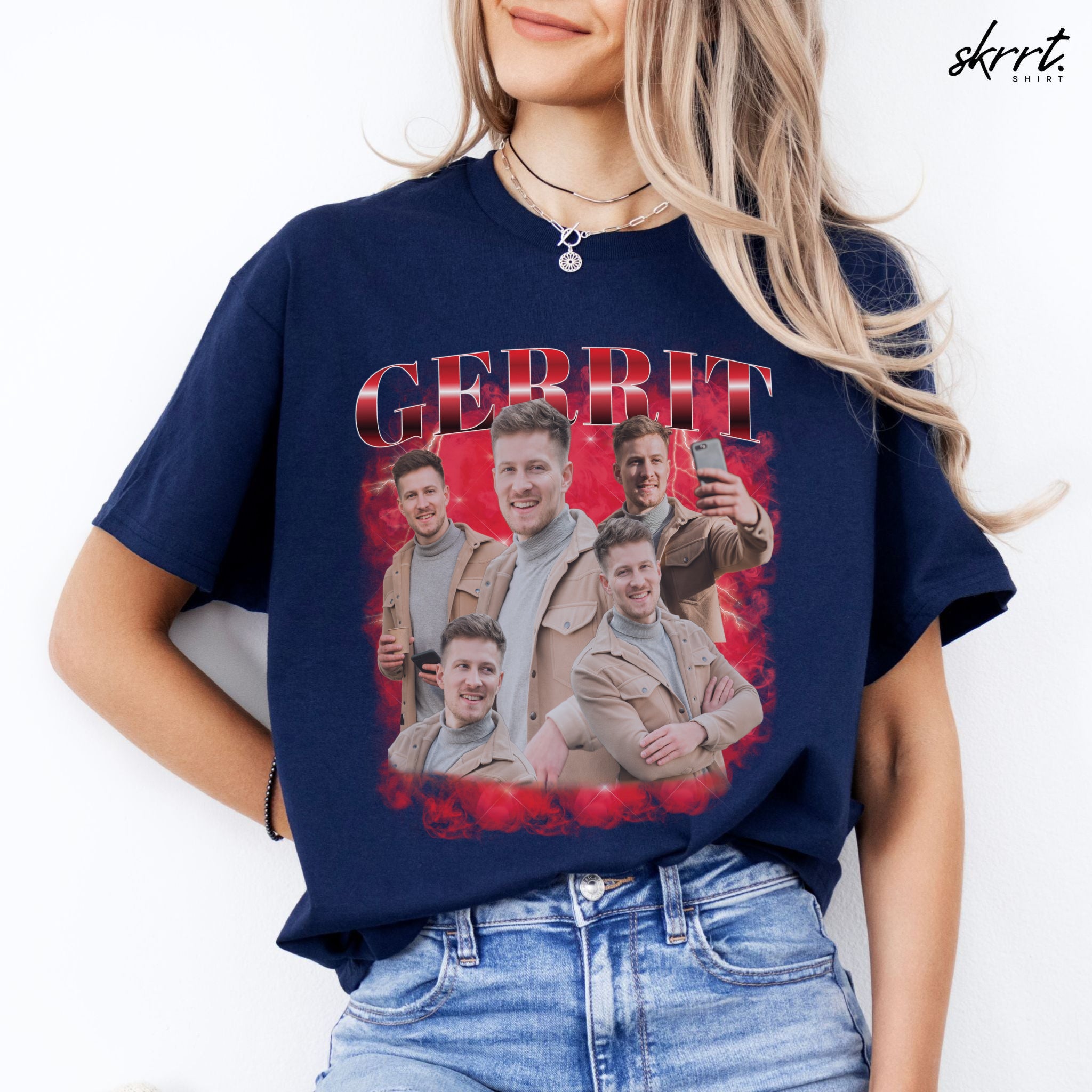 Gepersonaliseerde Cadeau - Vriend/ Man Foto T-shirt - Grappige 90s Bootleg Shirt
