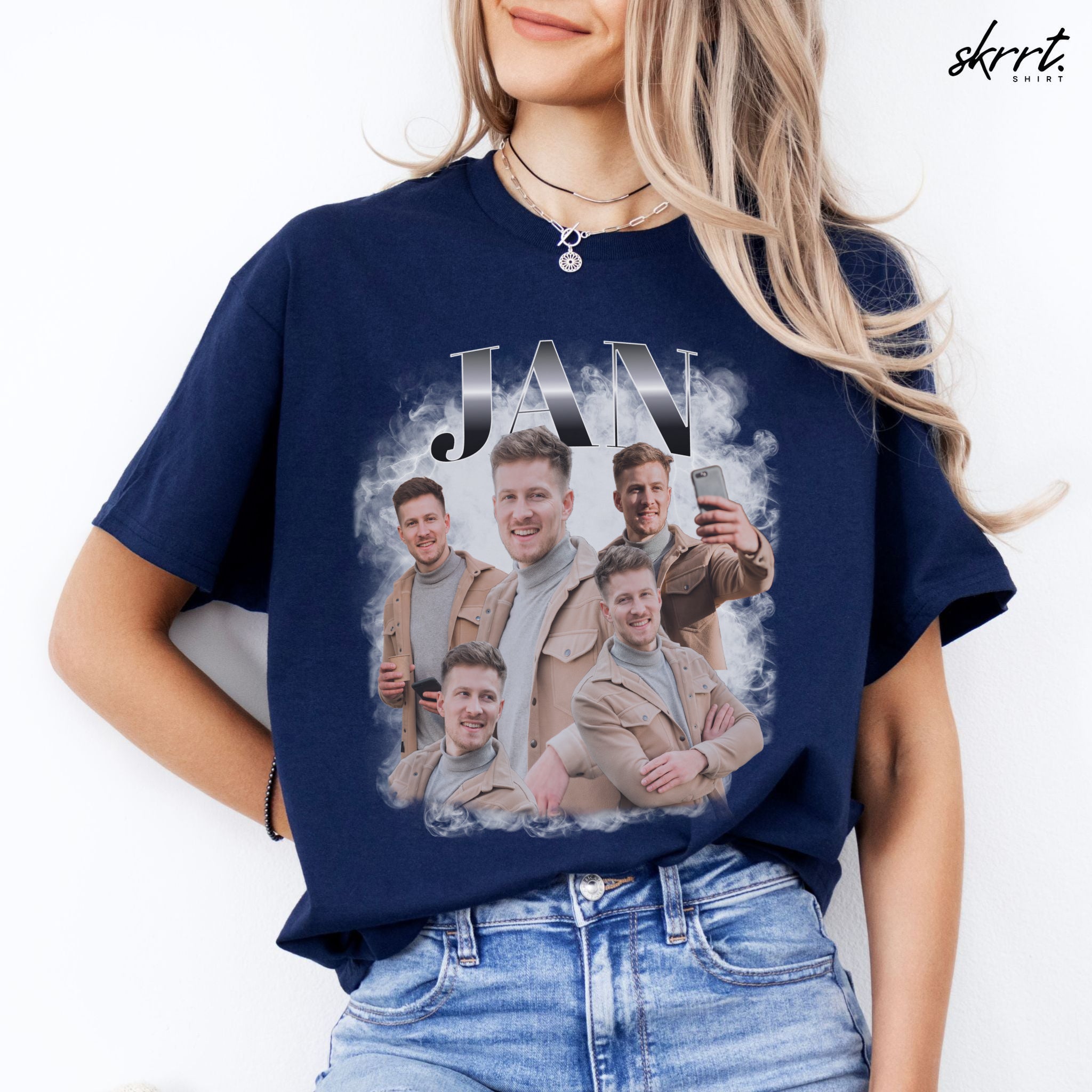 Gepersonaliseerde Cadeau - Vriend/ Man Foto T-shirt - Grappige 90s Bootleg Shirt