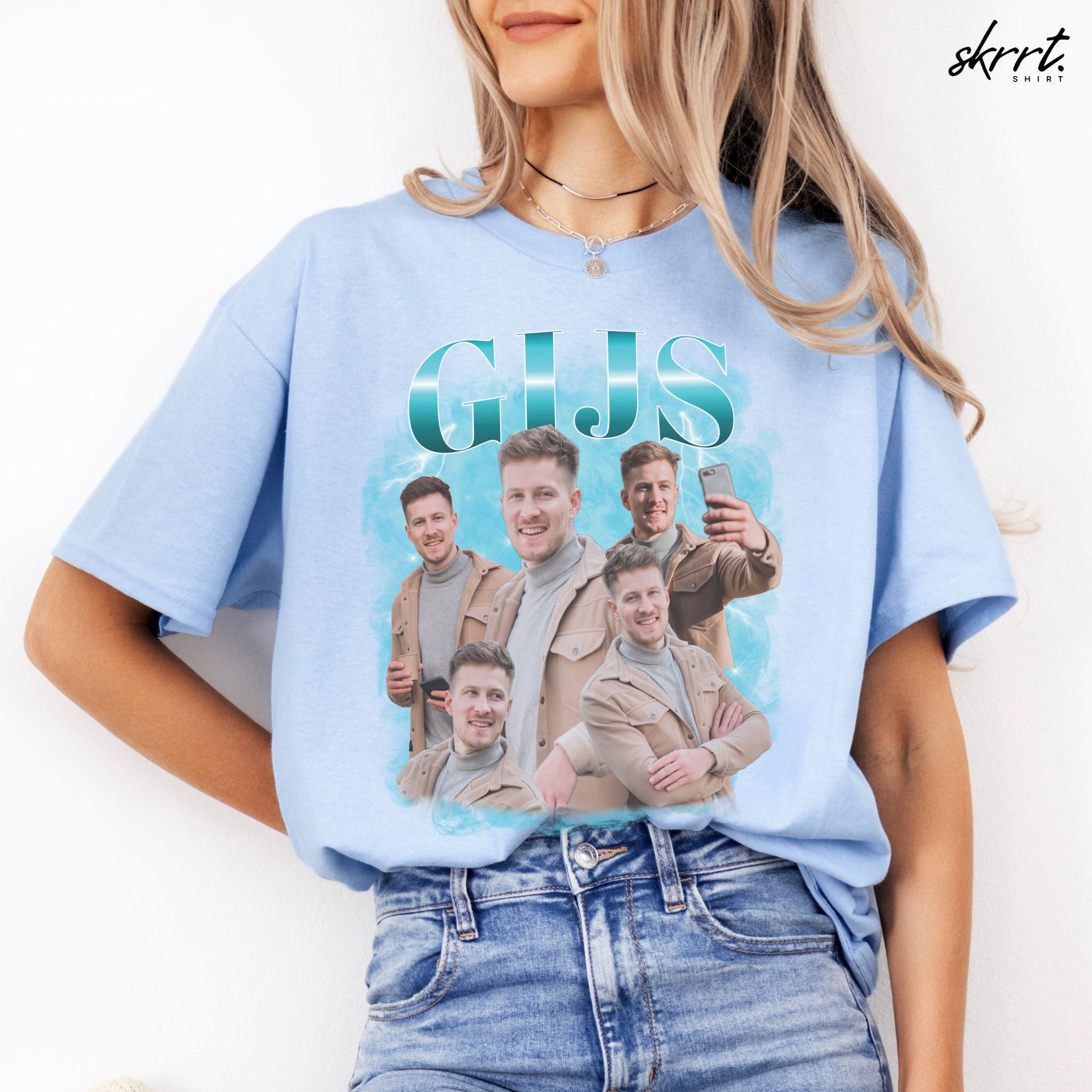 Gepersonaliseerde Cadeau - Vriend/ Man Foto T-shirt - Grappige 90s Bootleg Shirt