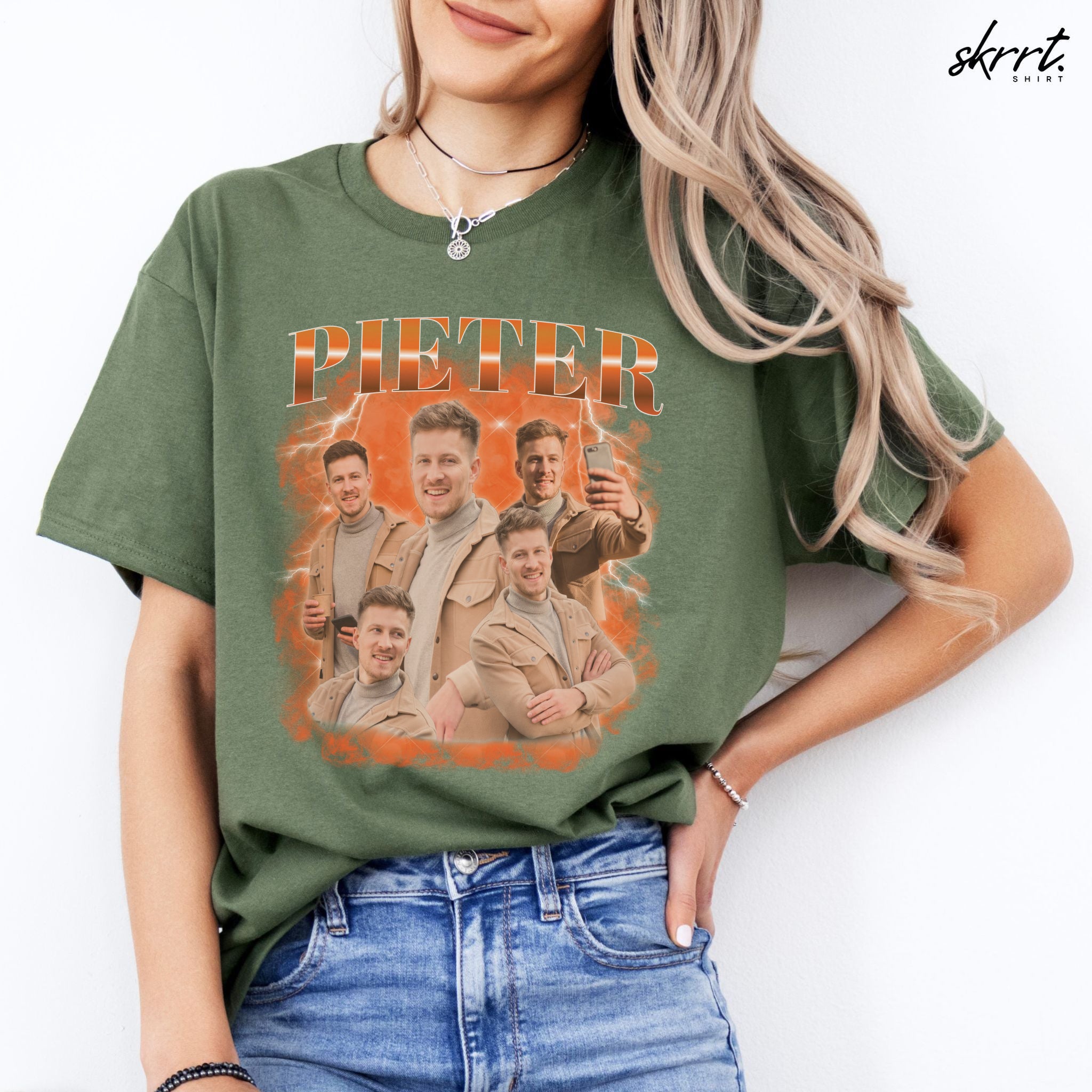 Gepersonaliseerde Cadeau - Vriend/ Man Foto T-shirt - Grappige 90s Bootleg Shirt