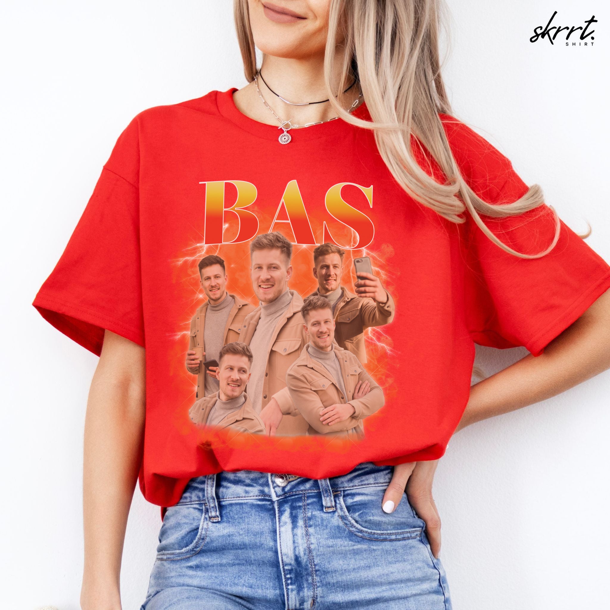 Gepersonaliseerde Cadeau - Vriend/ Man Foto T-shirt - Grappige 90s Bootleg Shirt