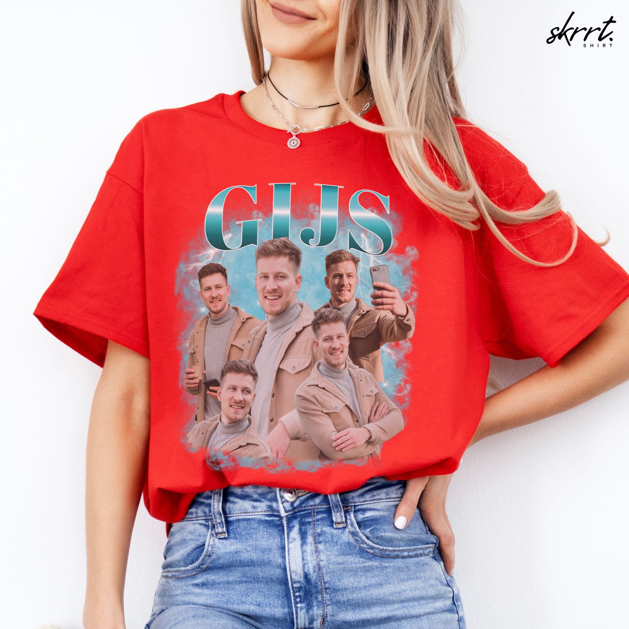 Gepersonaliseerde Cadeau - Vriend/ Man Foto T-shirt - Grappige 90s Bootleg Shirt
