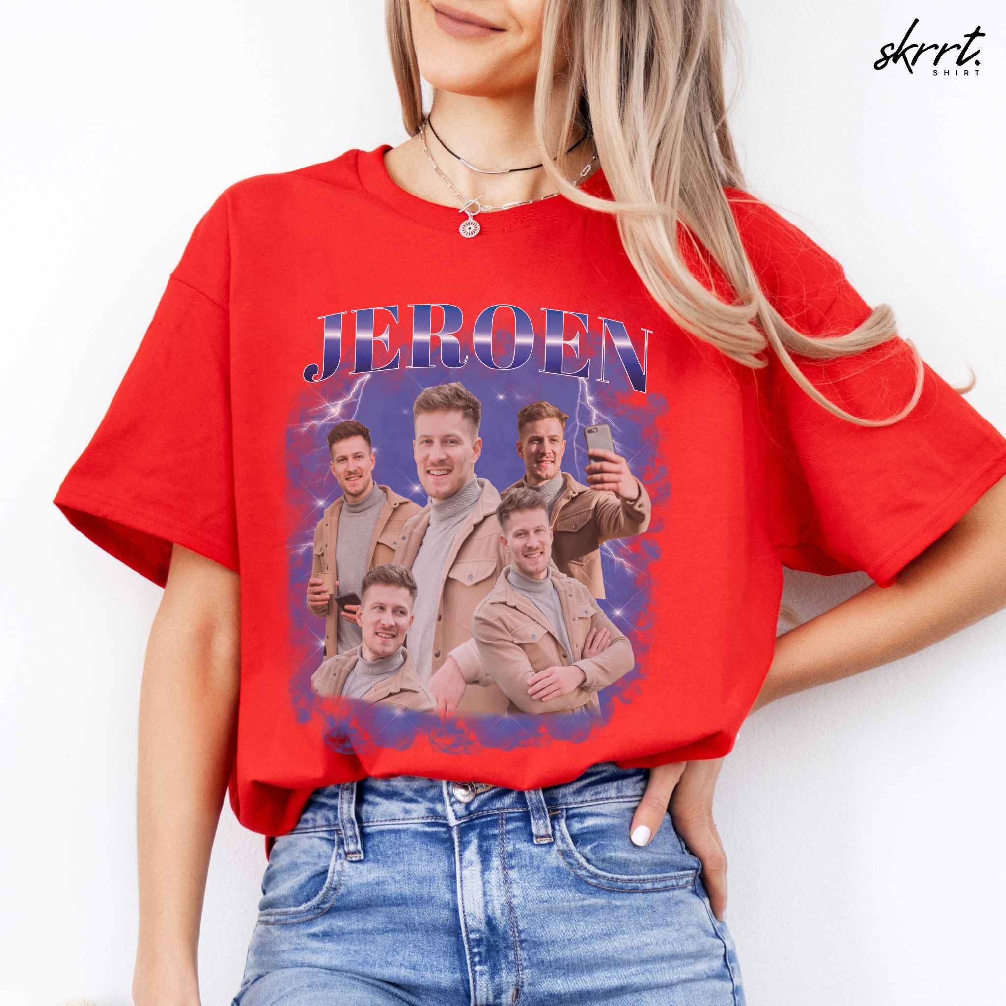 Gepersonaliseerde Cadeau - Vriend/ Man Foto T-shirt - Grappige 90s Bootleg Shirt