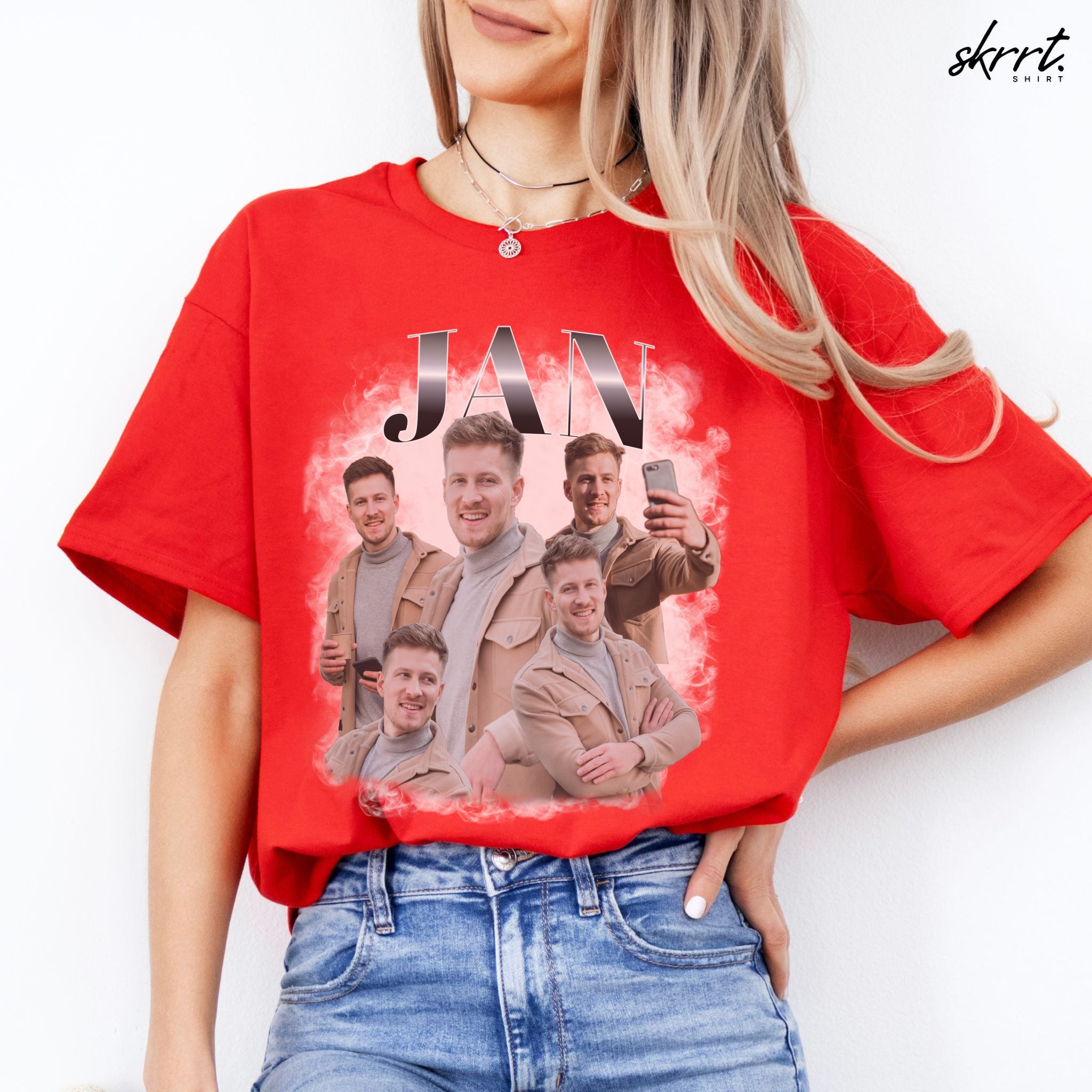 Gepersonaliseerde Cadeau - Vriend/ Man Foto T-shirt - Grappige 90s Bootleg Shirt