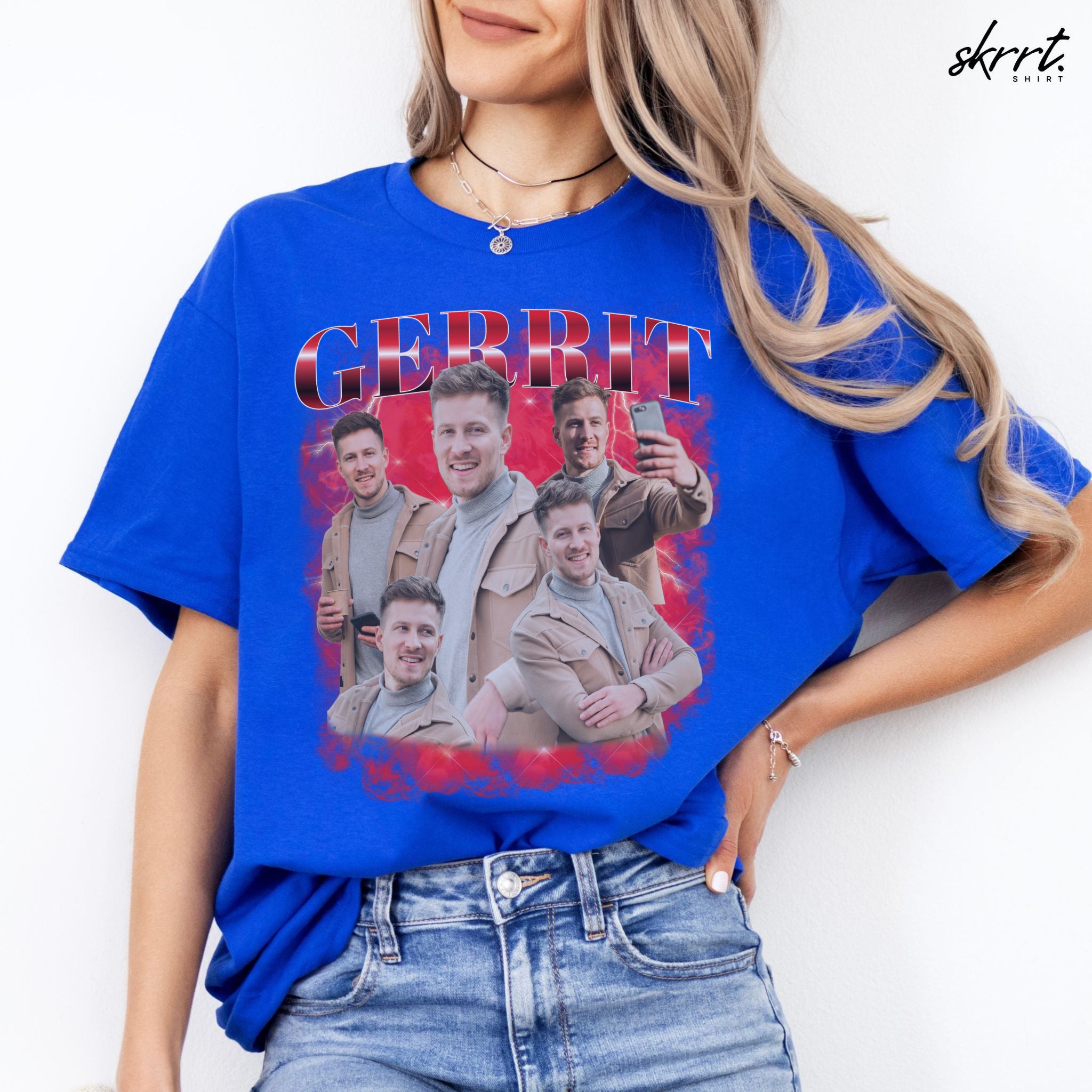 Gepersonaliseerde Cadeau - Vriend/ Man Foto T-shirt - Grappige 90s Bootleg Shirt