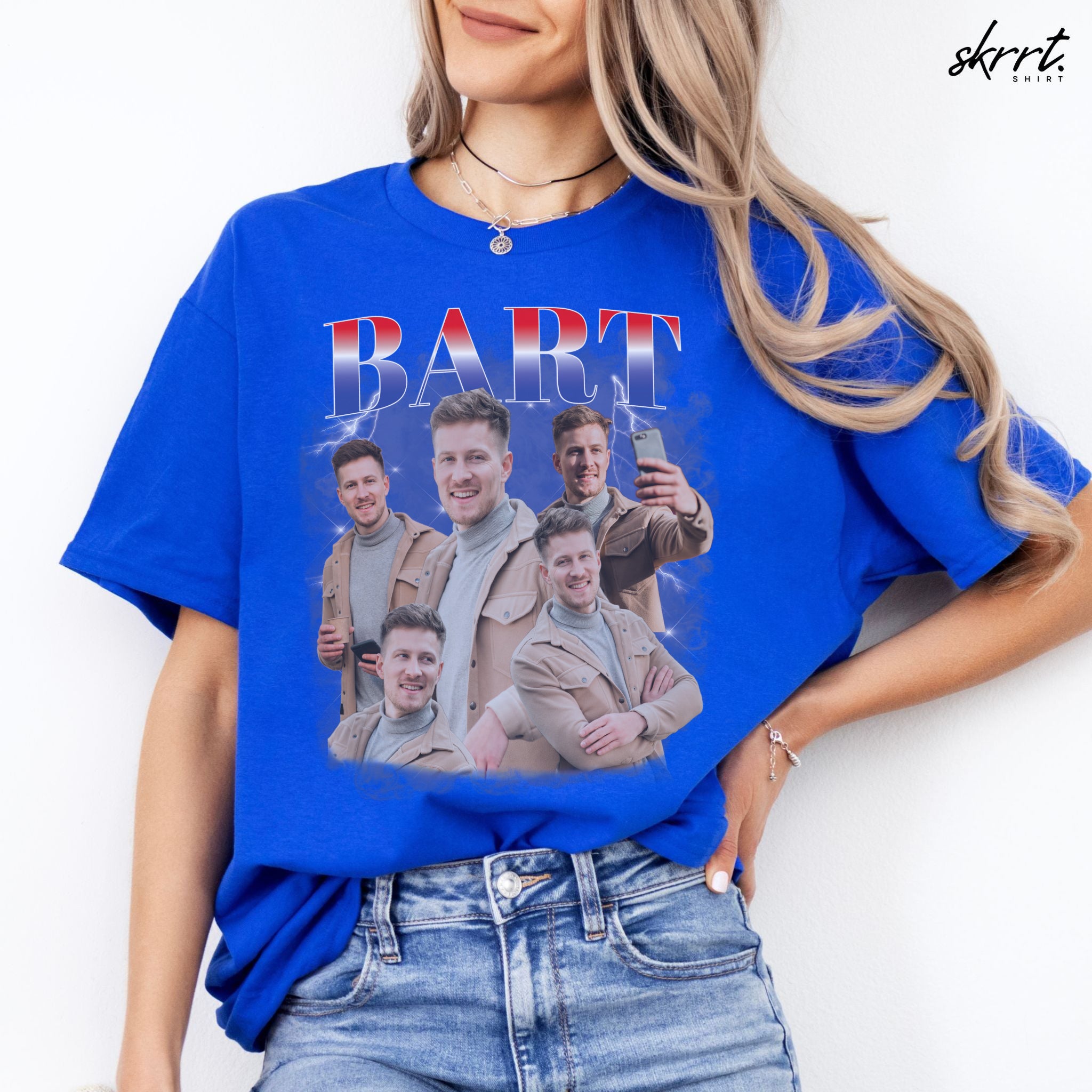 Gepersonaliseerde Cadeau - Vriend/ Man Foto T-shirt - Grappige 90s Bootleg Shirt