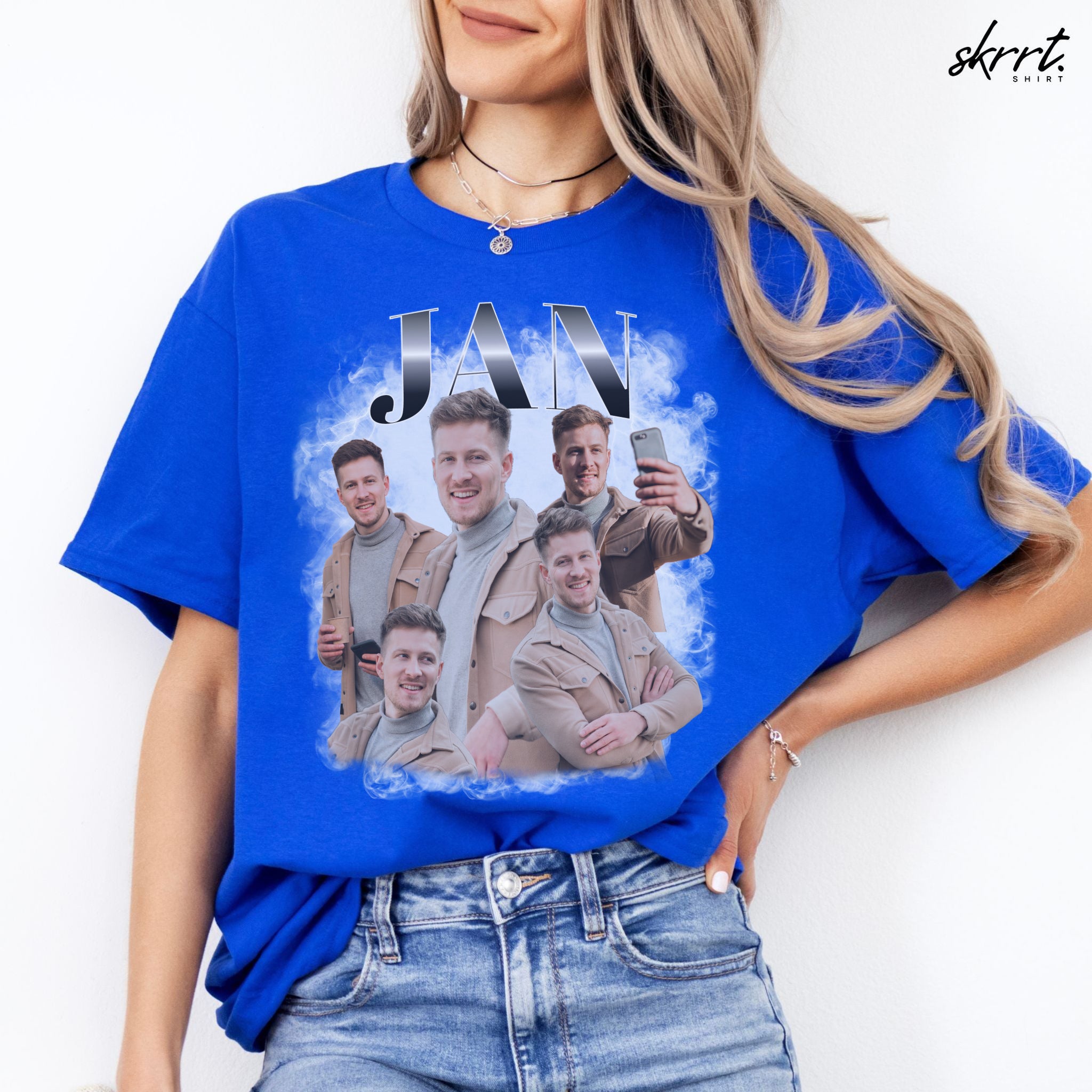 Gepersonaliseerde Cadeau - Vriend/ Man Foto T-shirt - Grappige 90s Bootleg Shirt