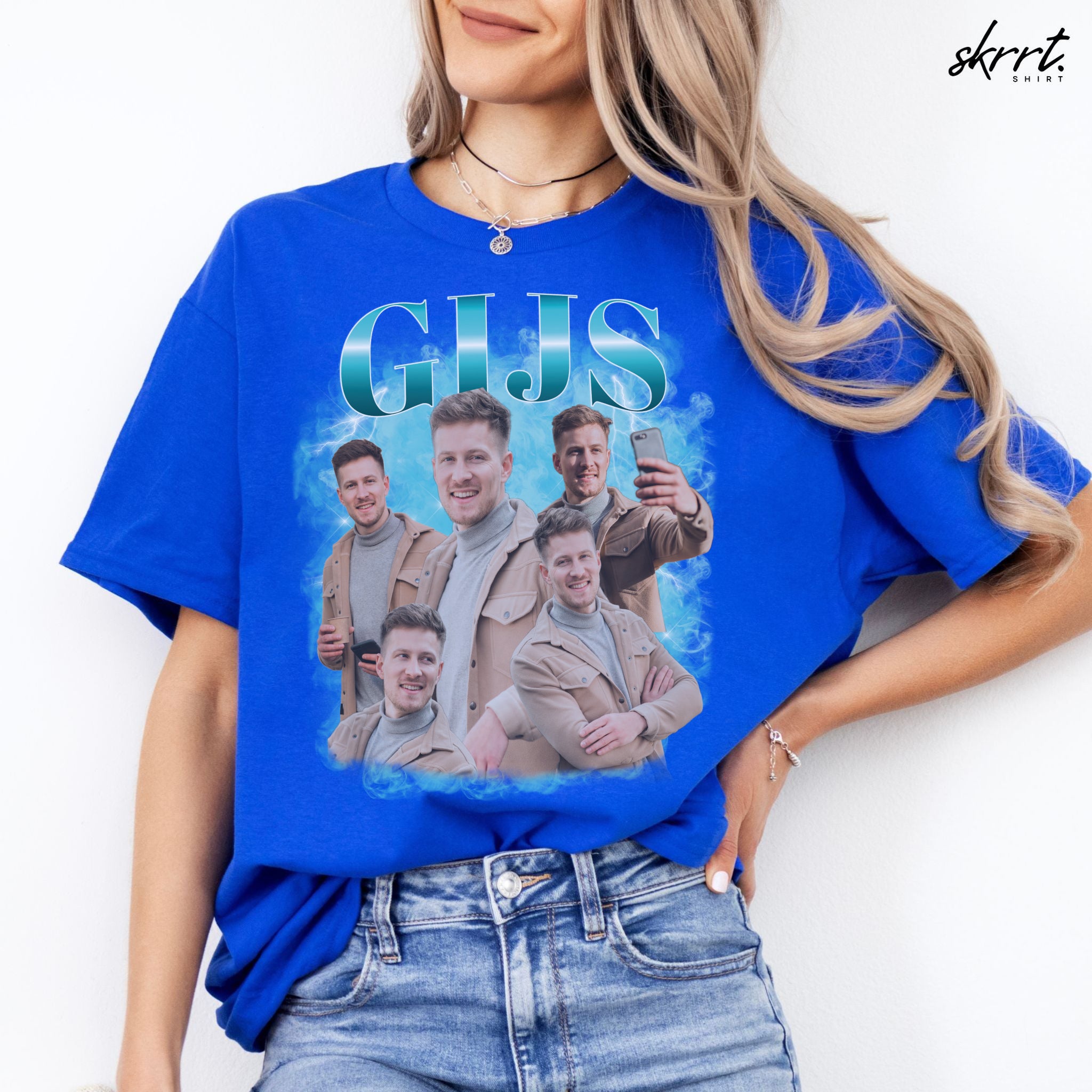 Gepersonaliseerde Cadeau - Vriend/ Man Foto T-shirt - Grappige 90s Bootleg Shirt