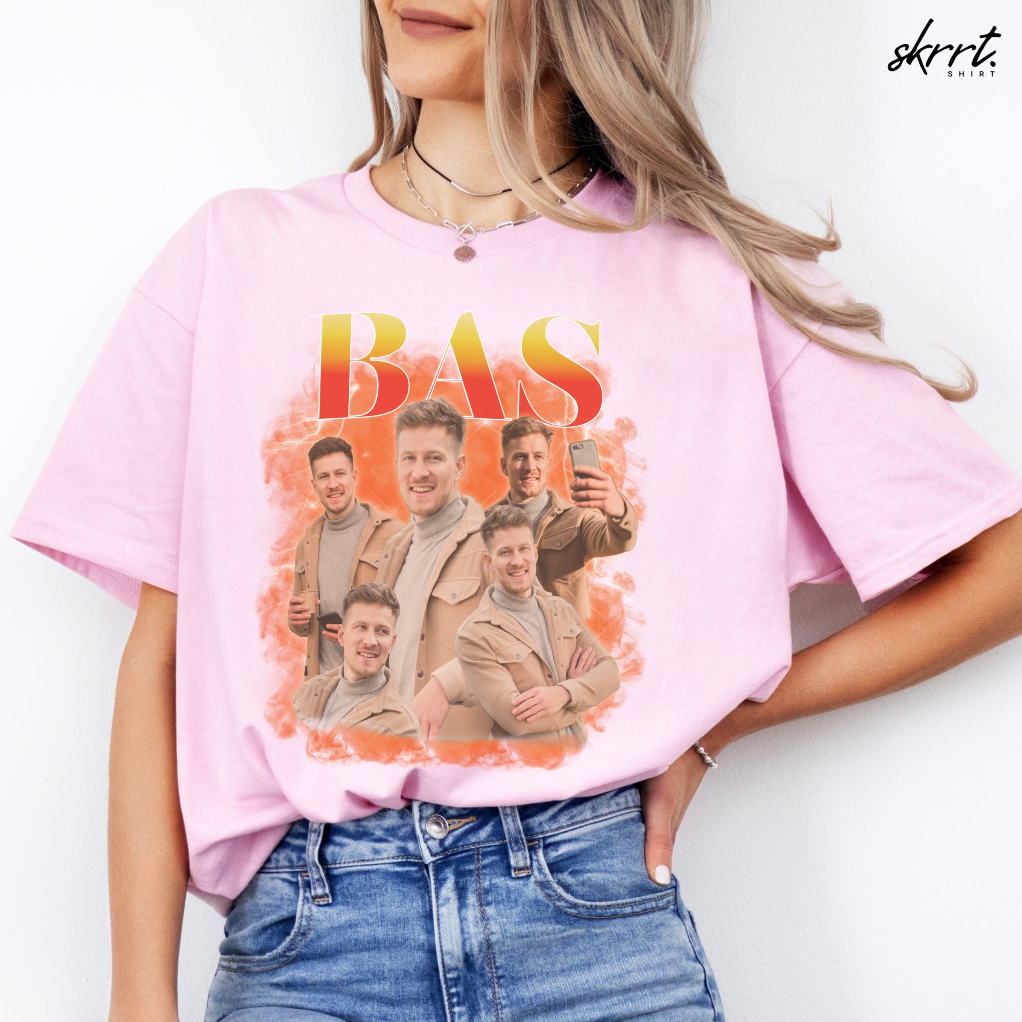 Gepersonaliseerde Cadeau - Vriend/ Man Foto T-shirt - Grappige 90s Bootleg Shirt