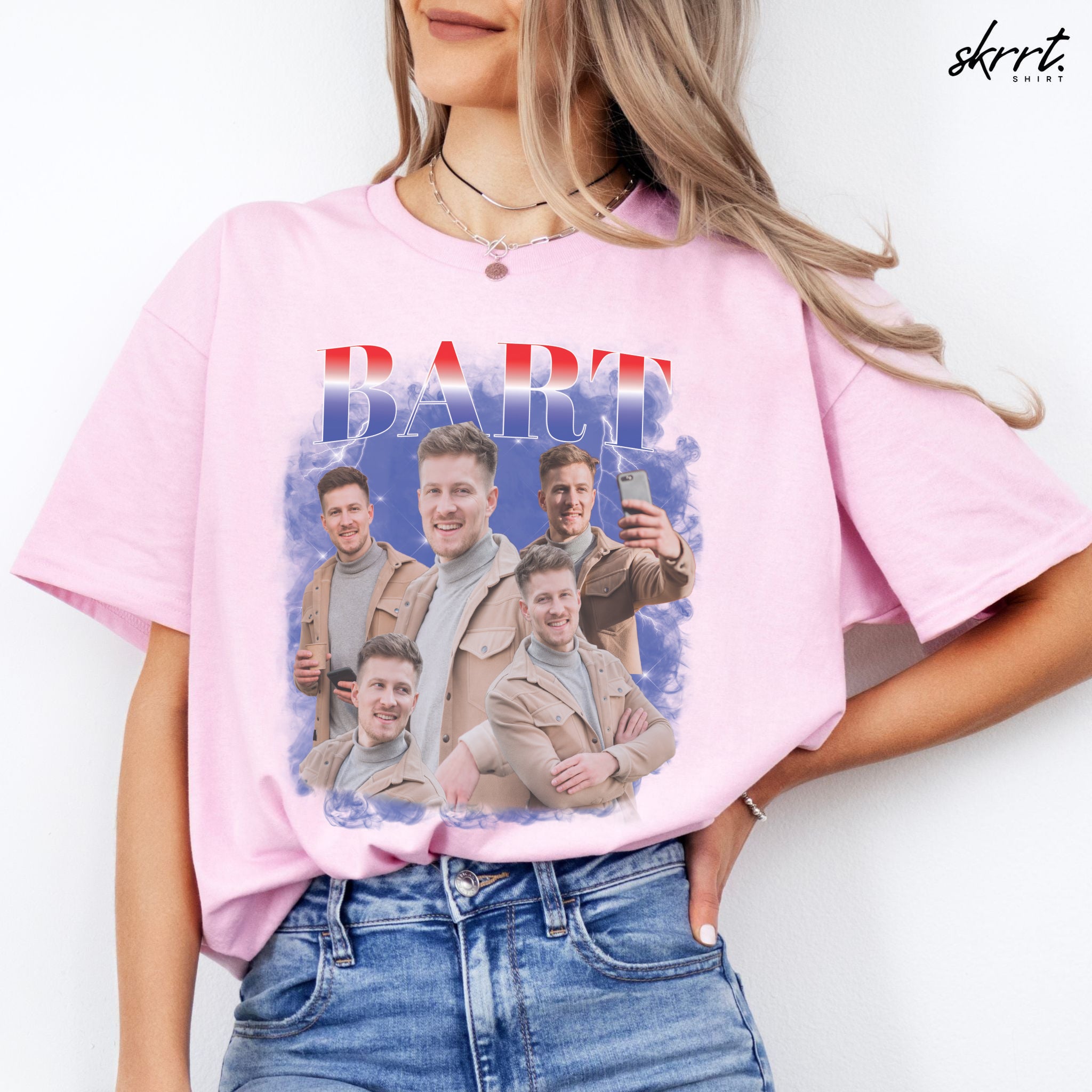 Gepersonaliseerde Cadeau - Vriend/ Man Foto T-shirt - Grappige 90s Bootleg Shirt