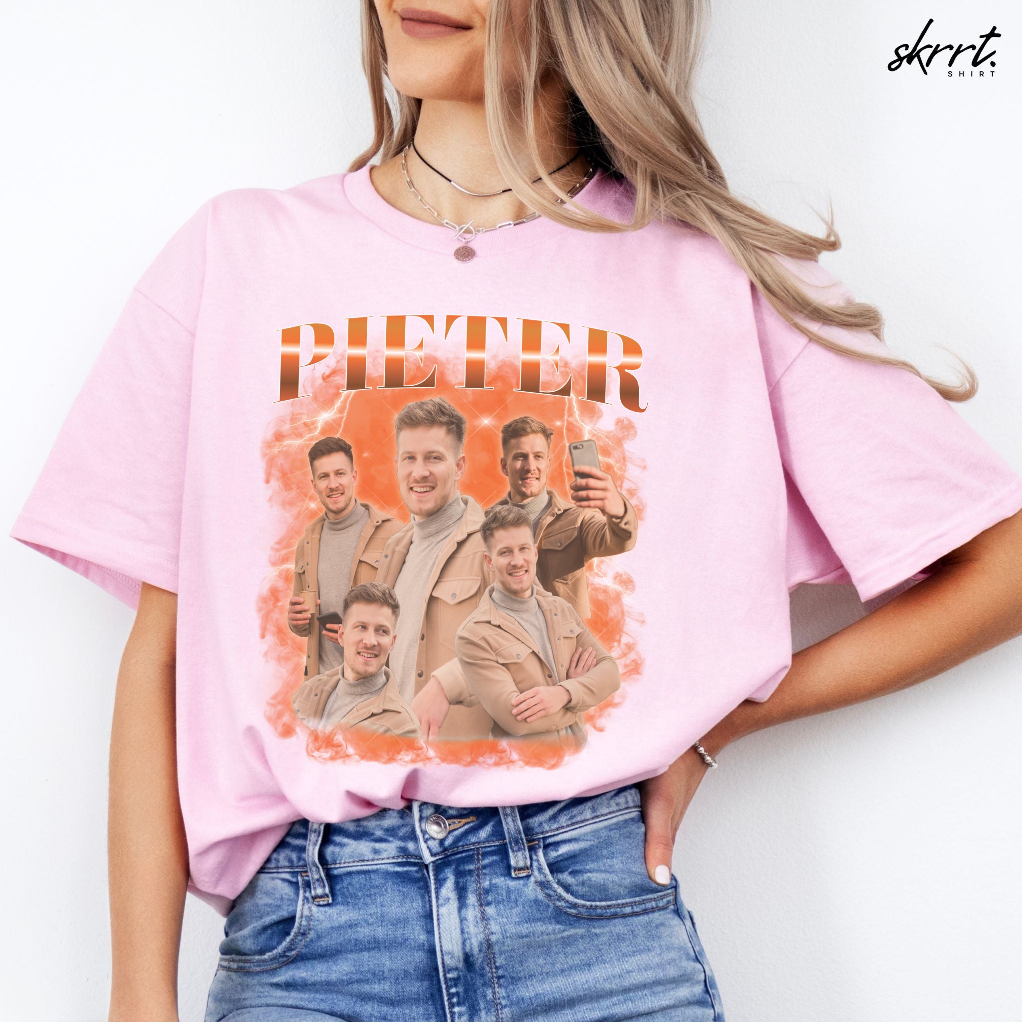 Gepersonaliseerde Cadeau - Vriend/ Man Foto T-shirt - Grappige 90s Bootleg Shirt