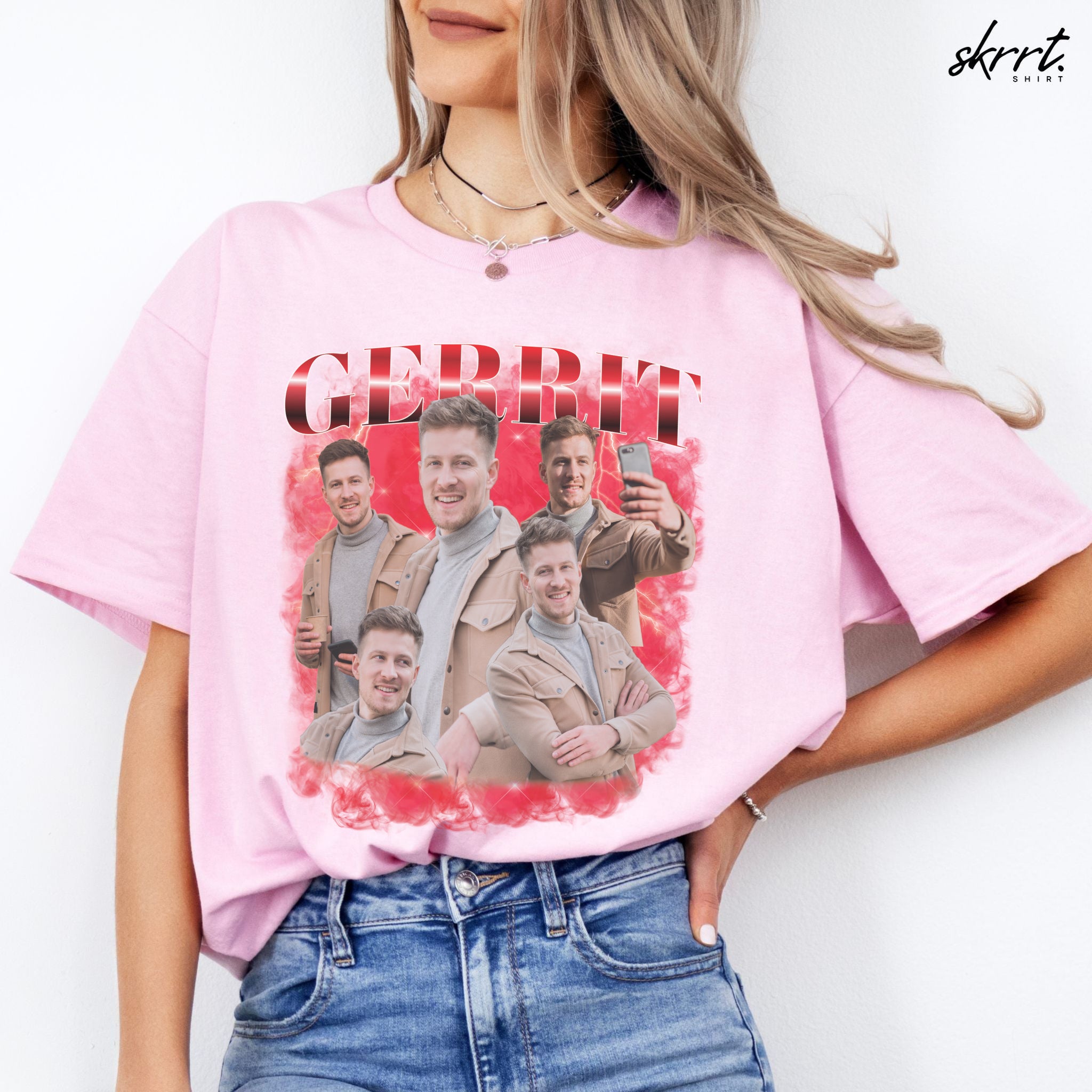Gepersonaliseerde Cadeau - Vriend/ Man Foto T-shirt - Grappige 90s Bootleg Shirt