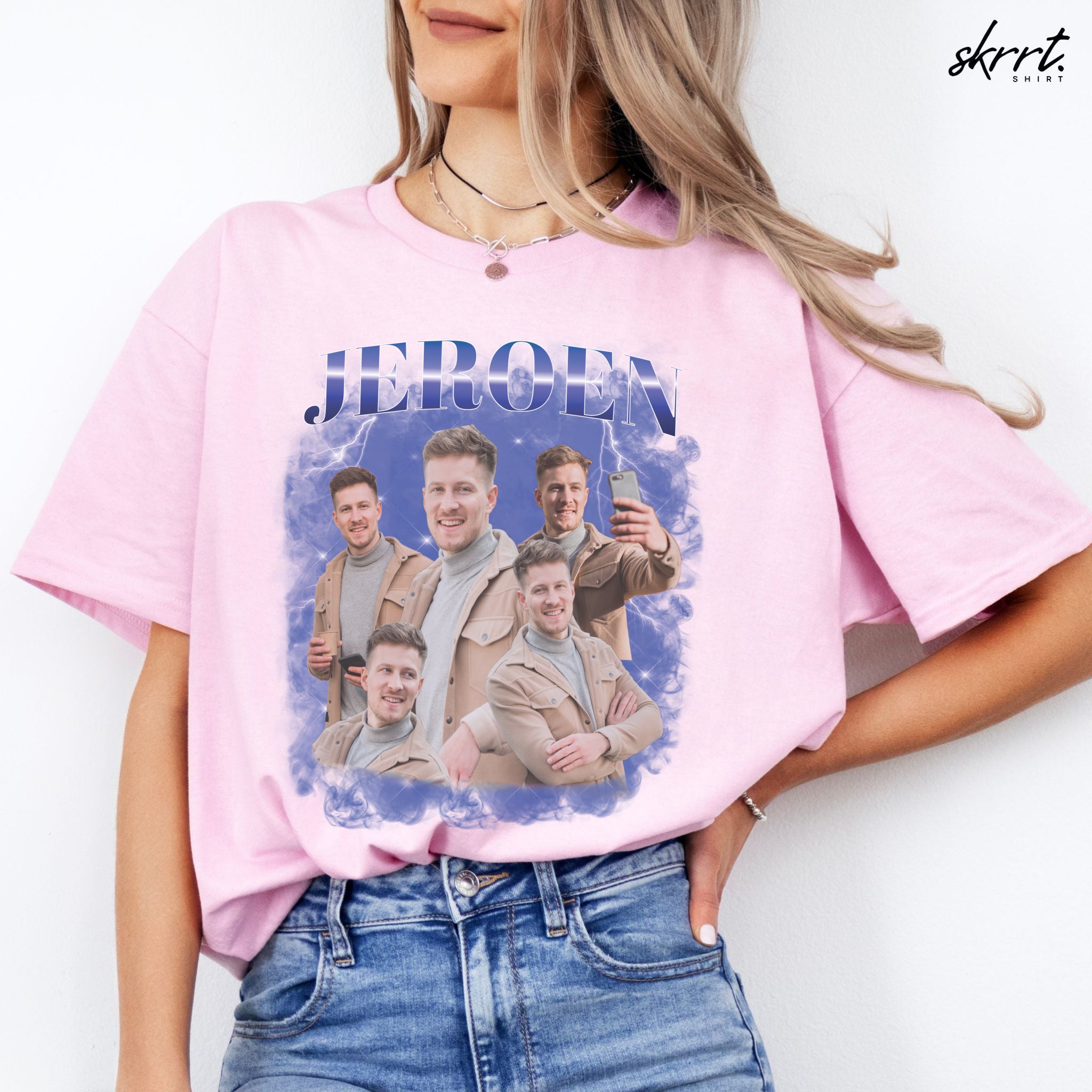 Gepersonaliseerde Cadeau - Vriend/ Man Foto T-shirt - Grappige 90s Bootleg Shirt