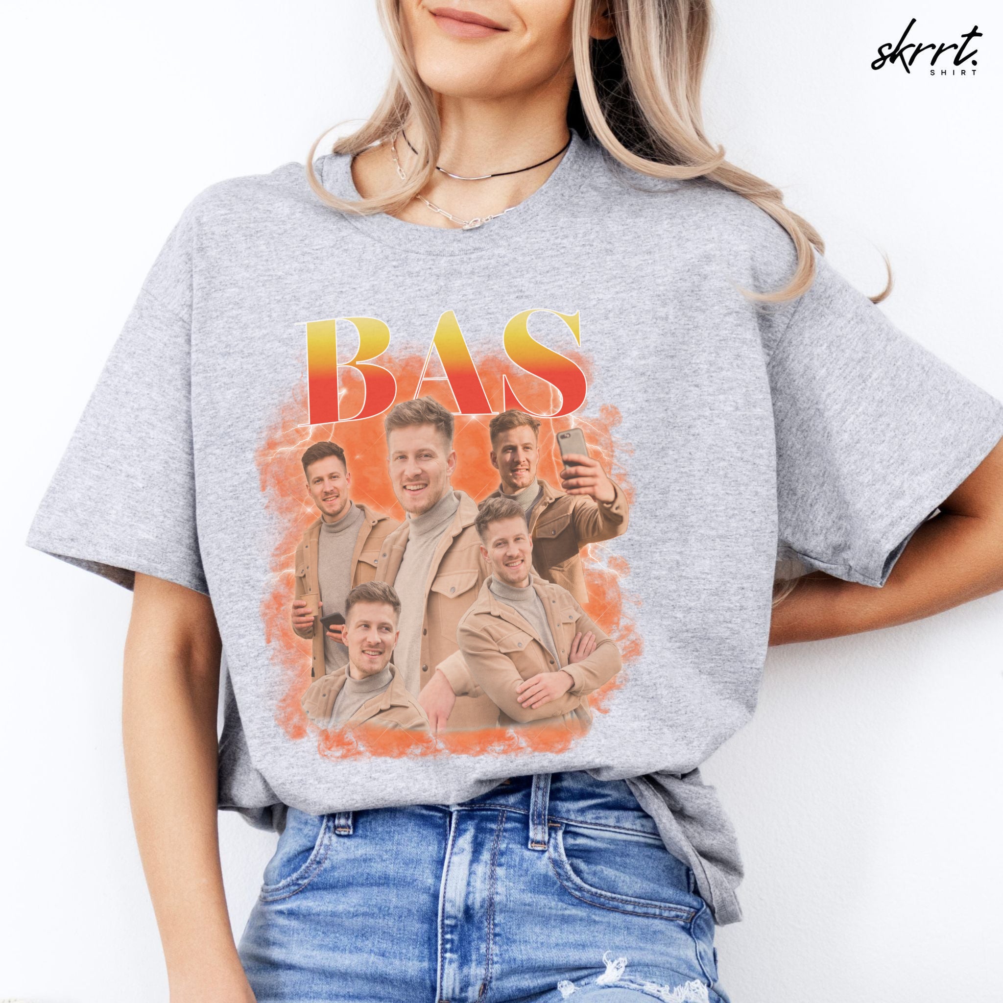 Gepersonaliseerde Cadeau - Vriend/ Man Foto T-shirt - Grappige 90s Bootleg Shirt