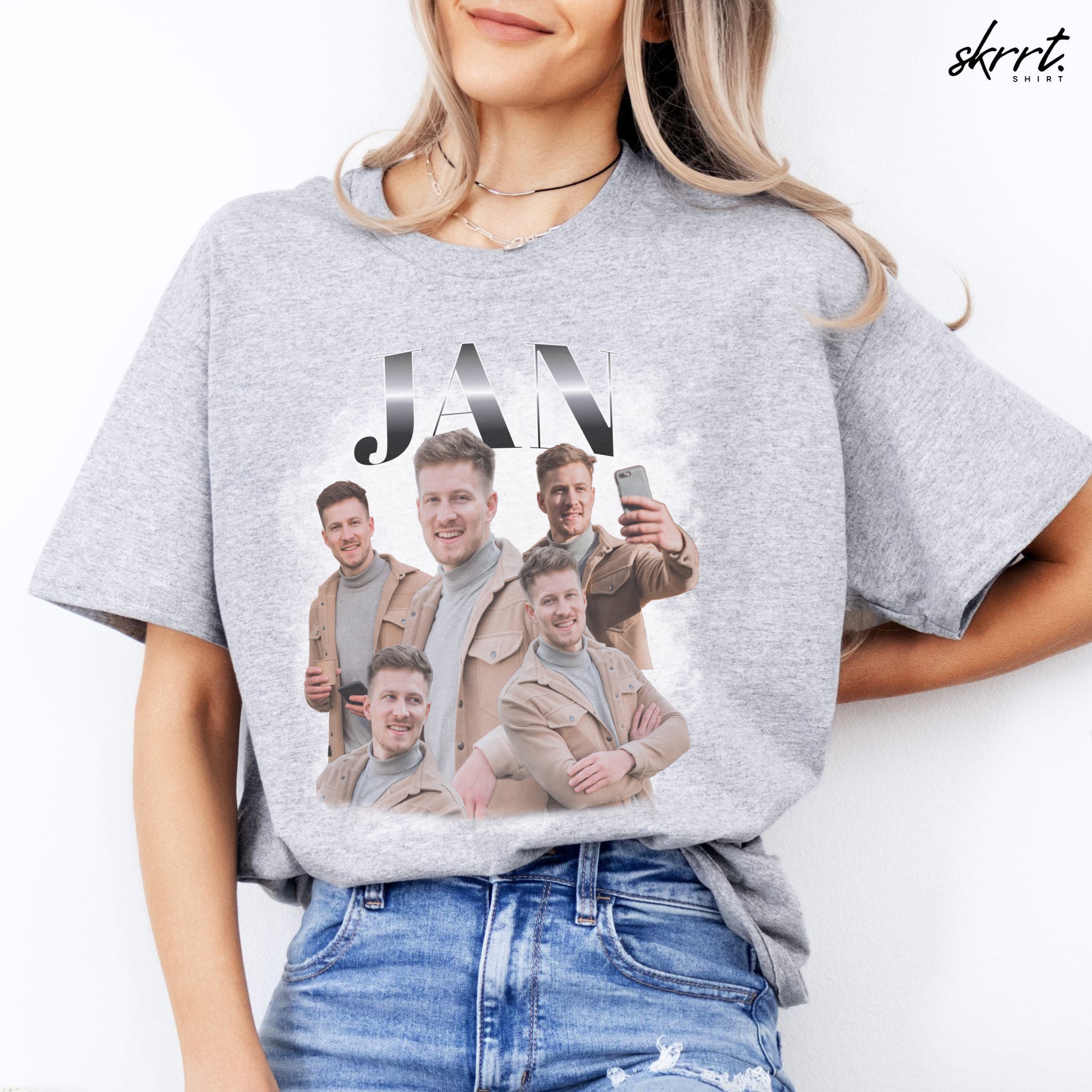 Gepersonaliseerde Cadeau - Vriend/ Man Foto T-shirt - Grappige 90s Bootleg Shirt