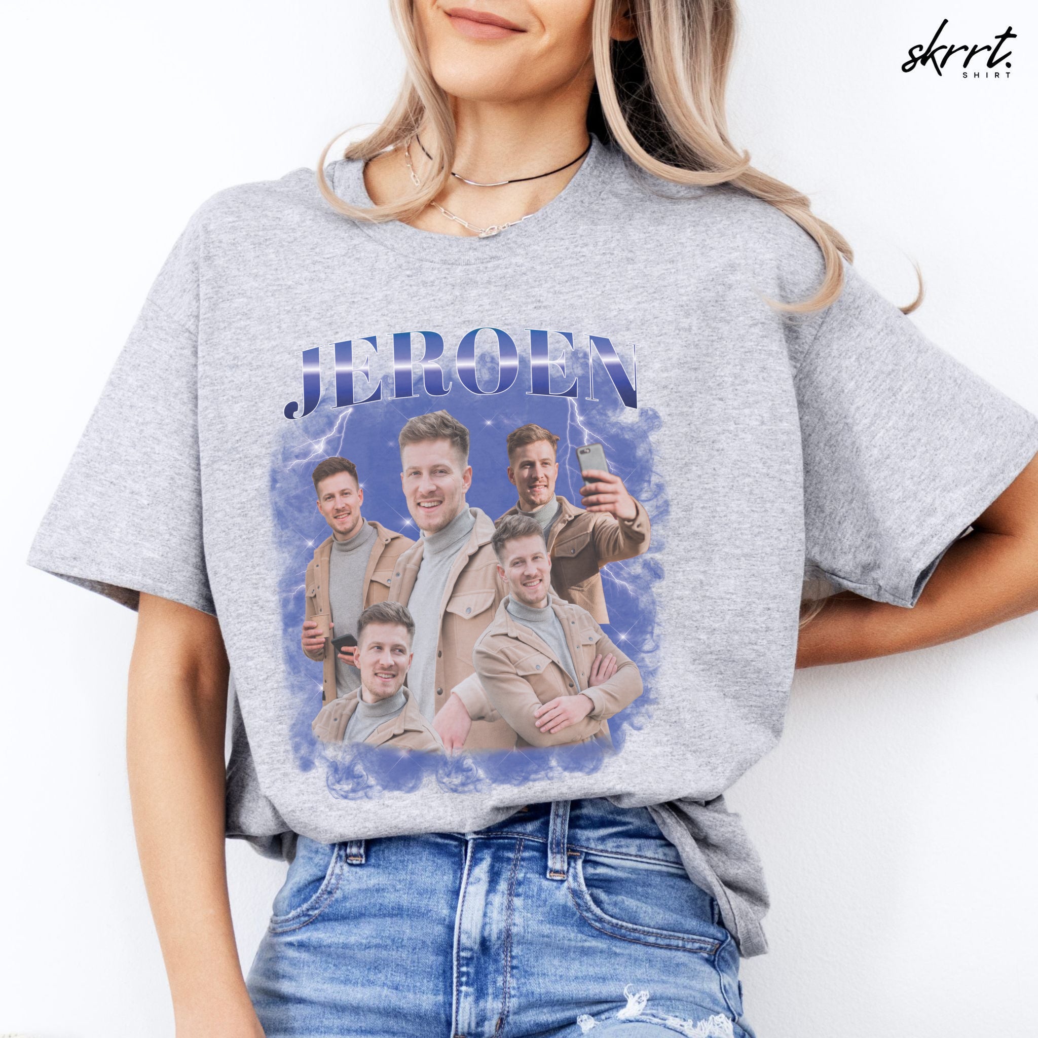 Gepersonaliseerde Cadeau - Vriend/ Man Foto T-shirt - Grappige 90s Bootleg Shirt
