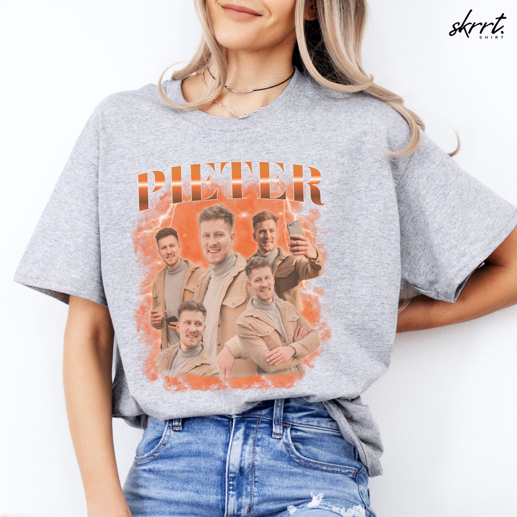 Gepersonaliseerde Cadeau - Vriend/ Man Foto T-shirt - Grappige 90s Bootleg Shirt