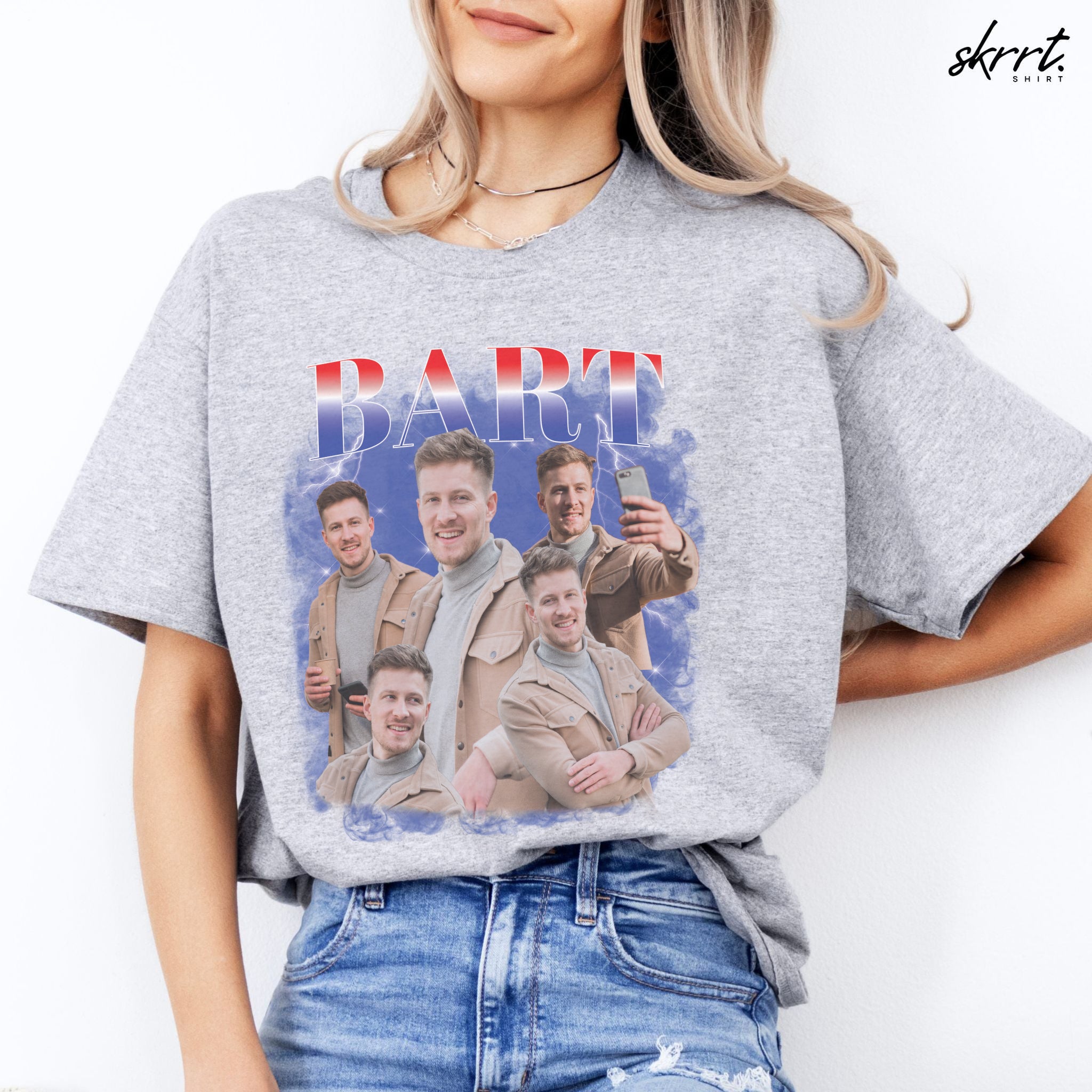 Gepersonaliseerde Cadeau - Vriend/ Man Foto T-shirt - Grappige 90s Bootleg Shirt